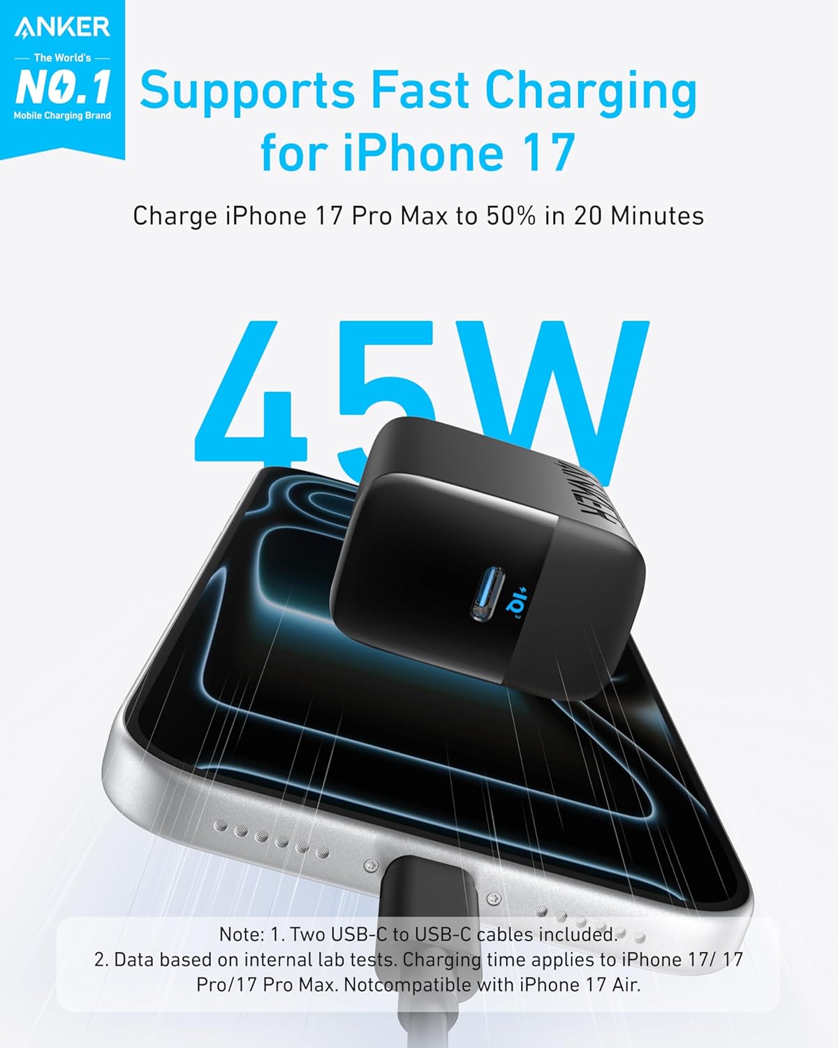 45W USB C Charger, Anker PPS Fast Charger with Cable, Laptop Compatible, Super F...