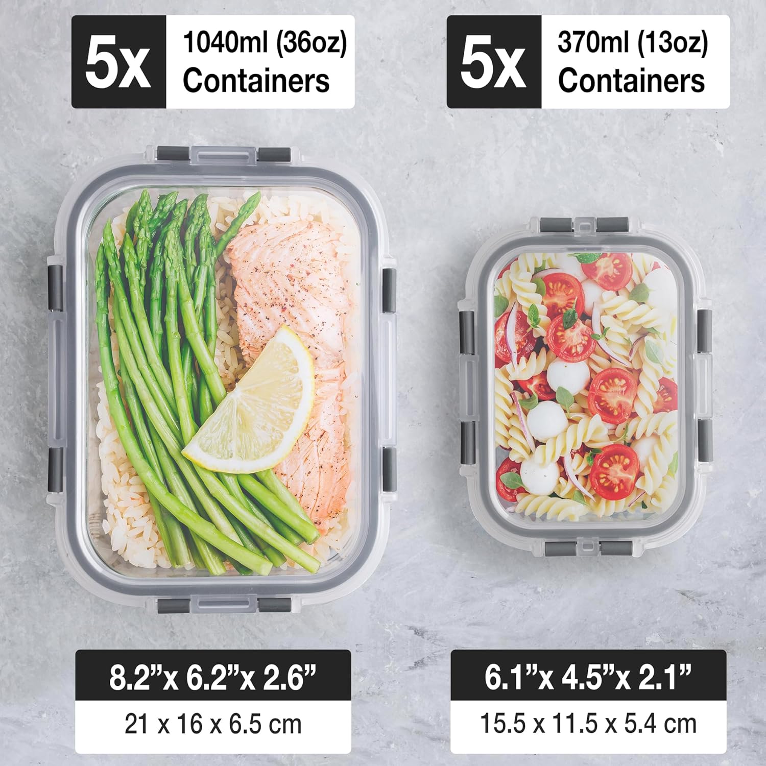 Glass Container Food Storage - [10 Pack] Meal Prep Containers with Lids - Leak P...
