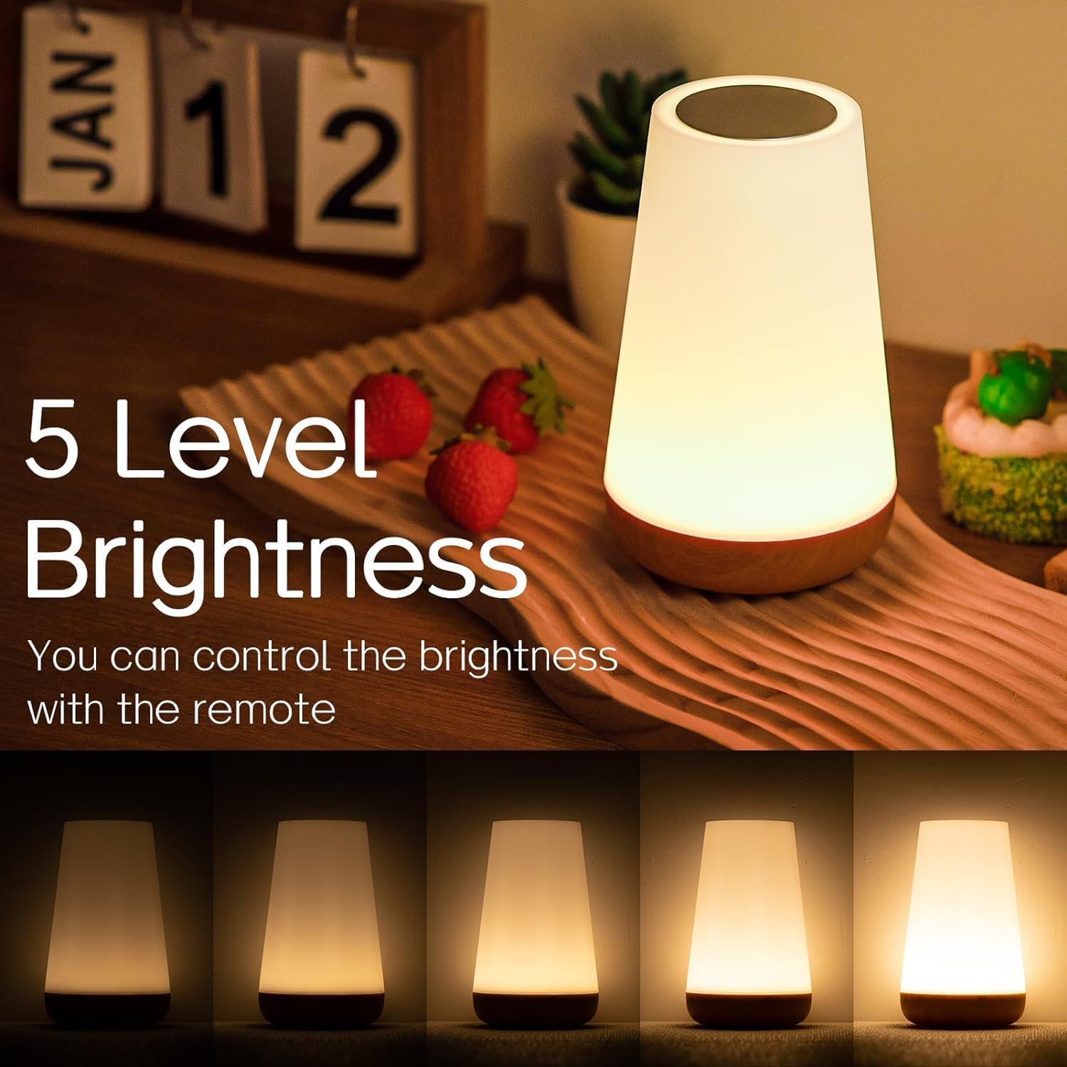 Ledivion Night Light, LED Touch Bedside Table Lamp, 13 RGB Colours Changing, 5 B...