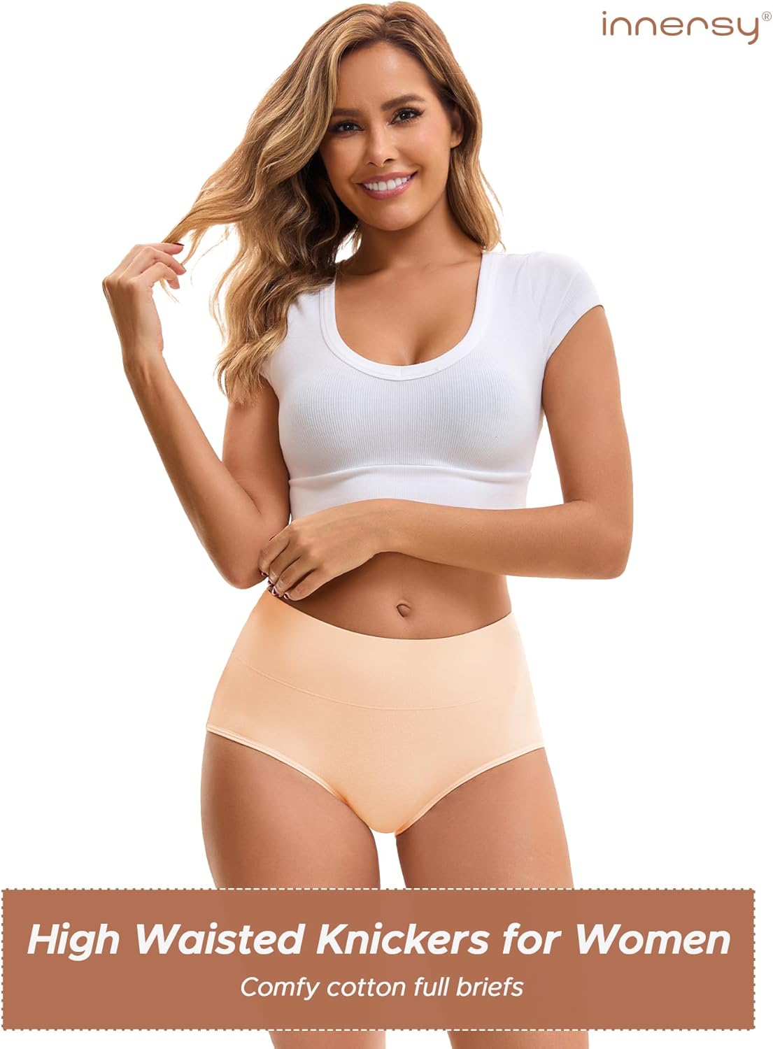 INNERSY Underwear for Women, Special High Waisted Knickers, Stretchy Cotton Pant...