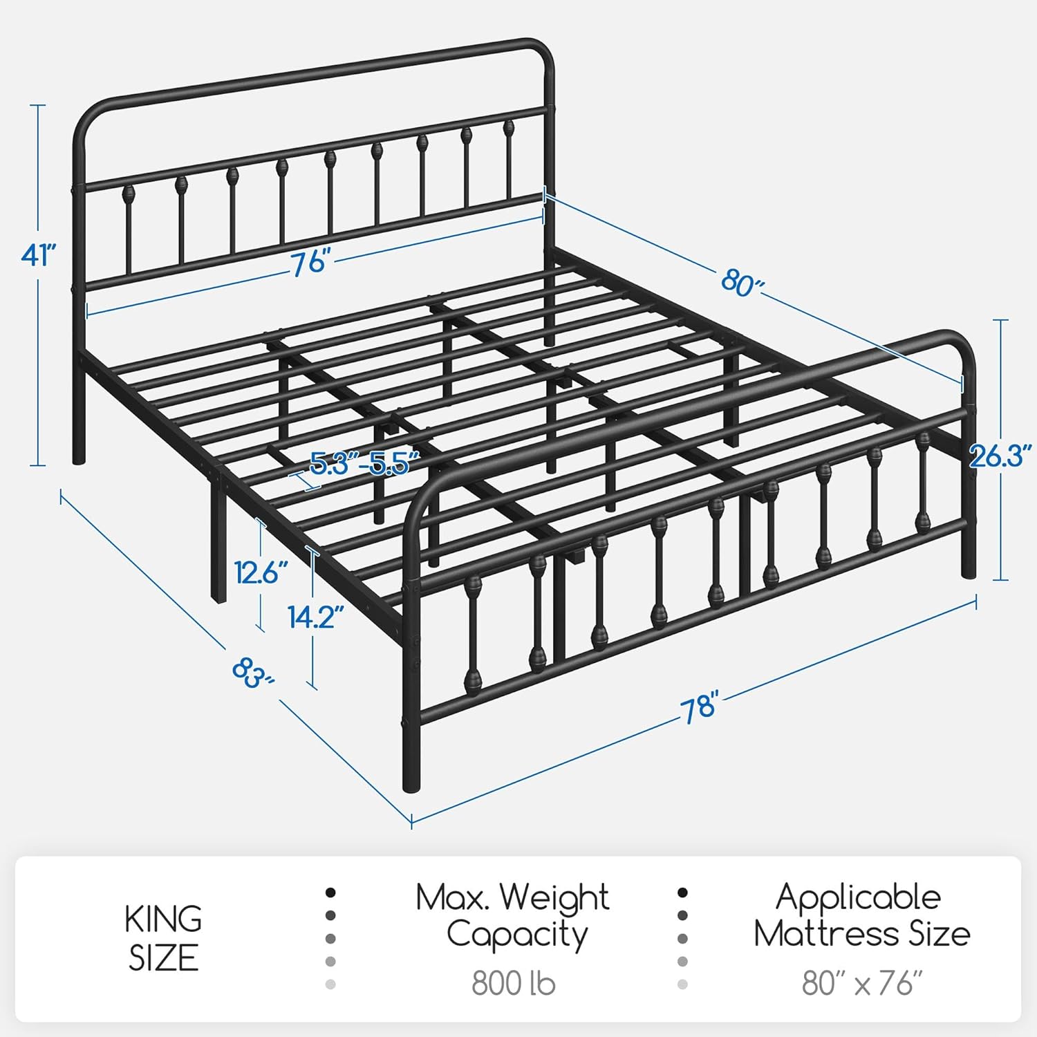 Yaheetech Classic Metal Platform Bed Frame Mattress Foundation with Victorian St...