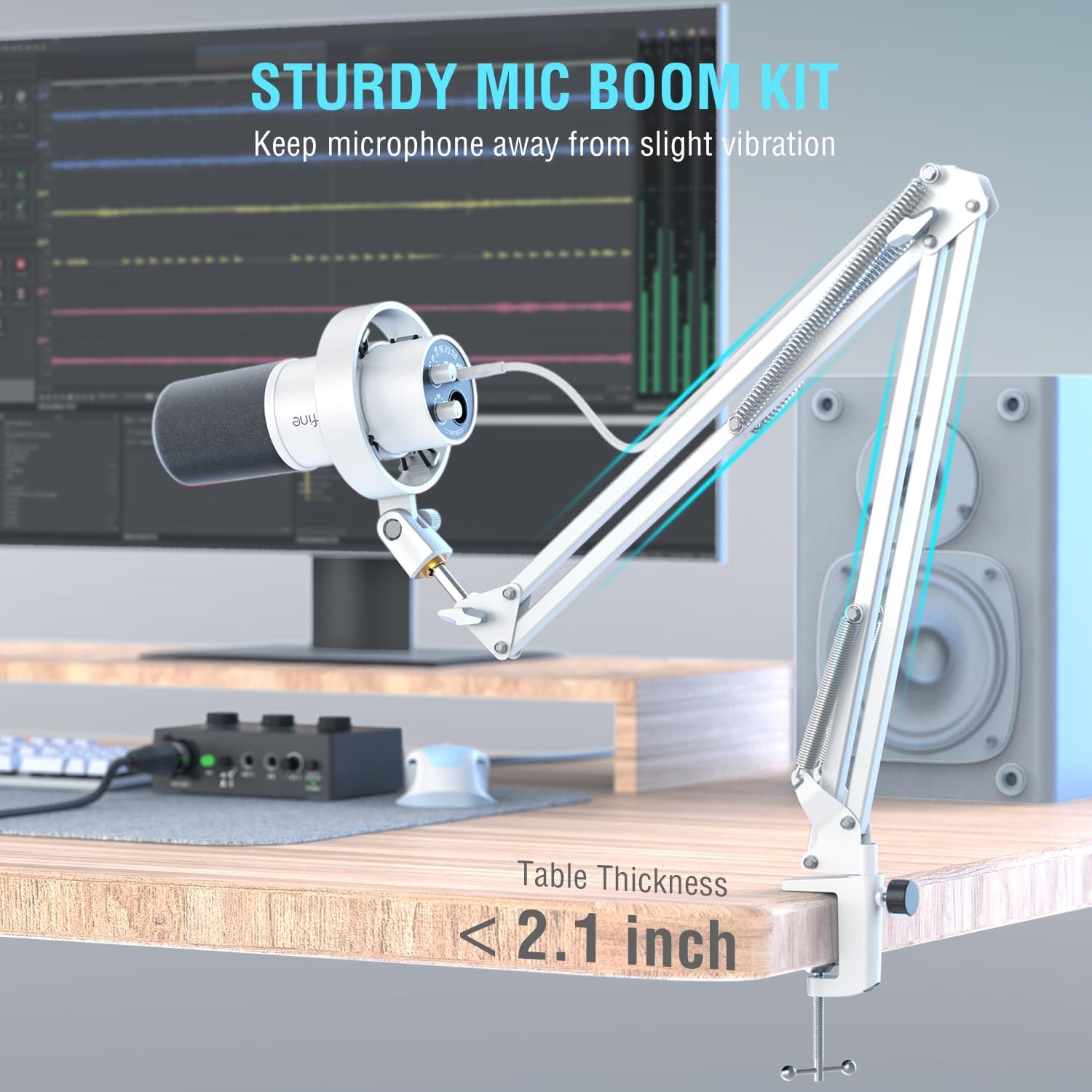 FIFINE White Podcast Microphone Kit, Dynamic Microphone with Boom Arm, XLR/USB P...