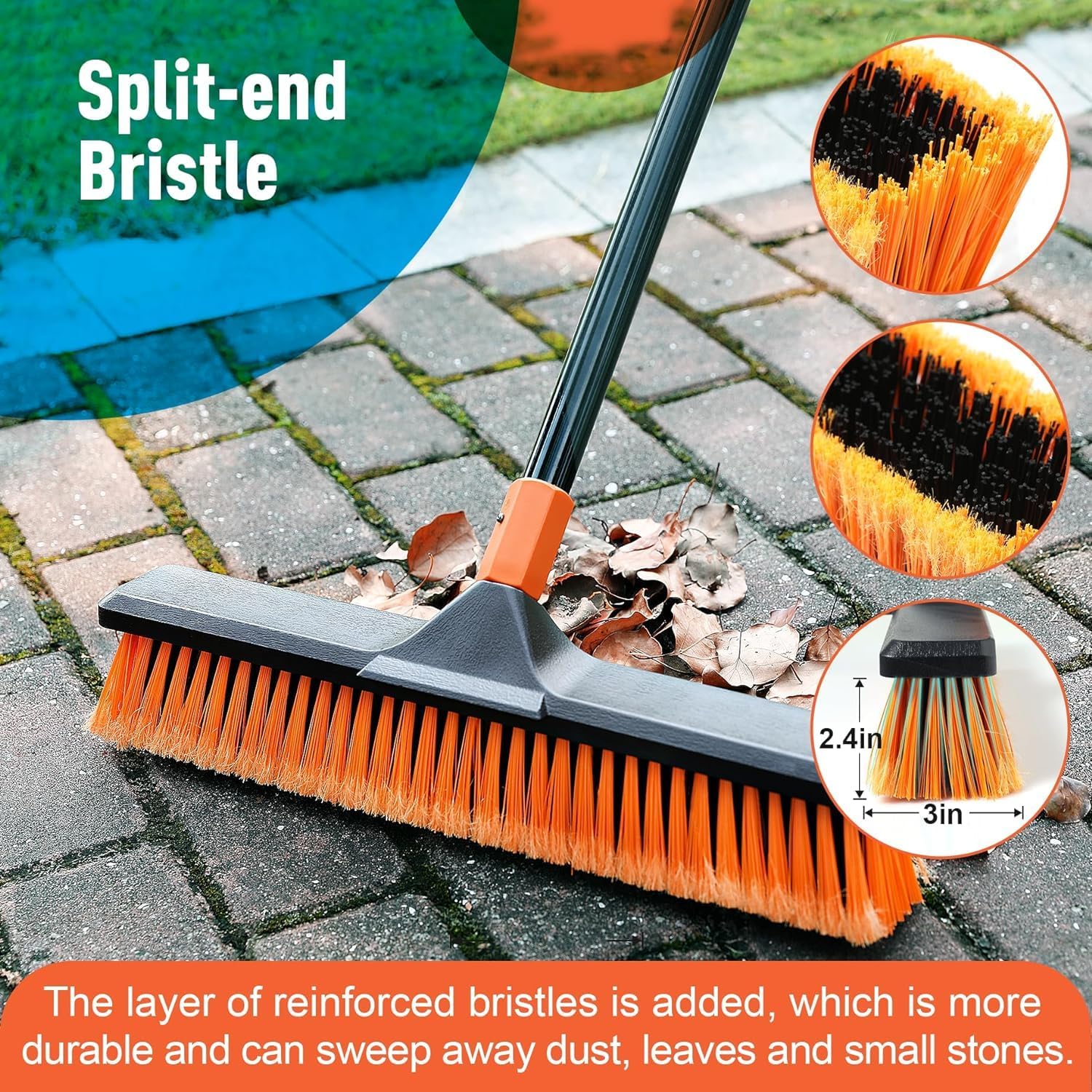 Garden Broom, Yard Brush Heavy Duty Outdoor 2-1, 50&66in, suitable for Schools,...