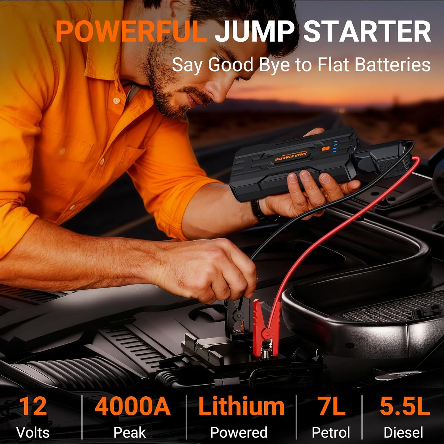 Premium JDMCAR Jump Starter, High-Performance Power Pack for Cars, Efficient 400...