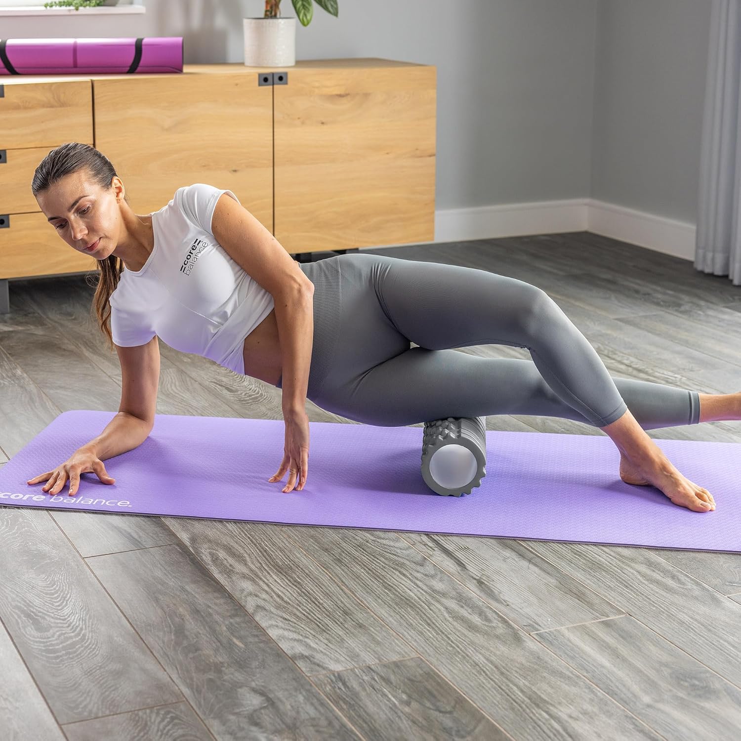 Core Balance Foam Roller For Deep Tissue Muscle Massage, Trigger Point Grid Spor...
