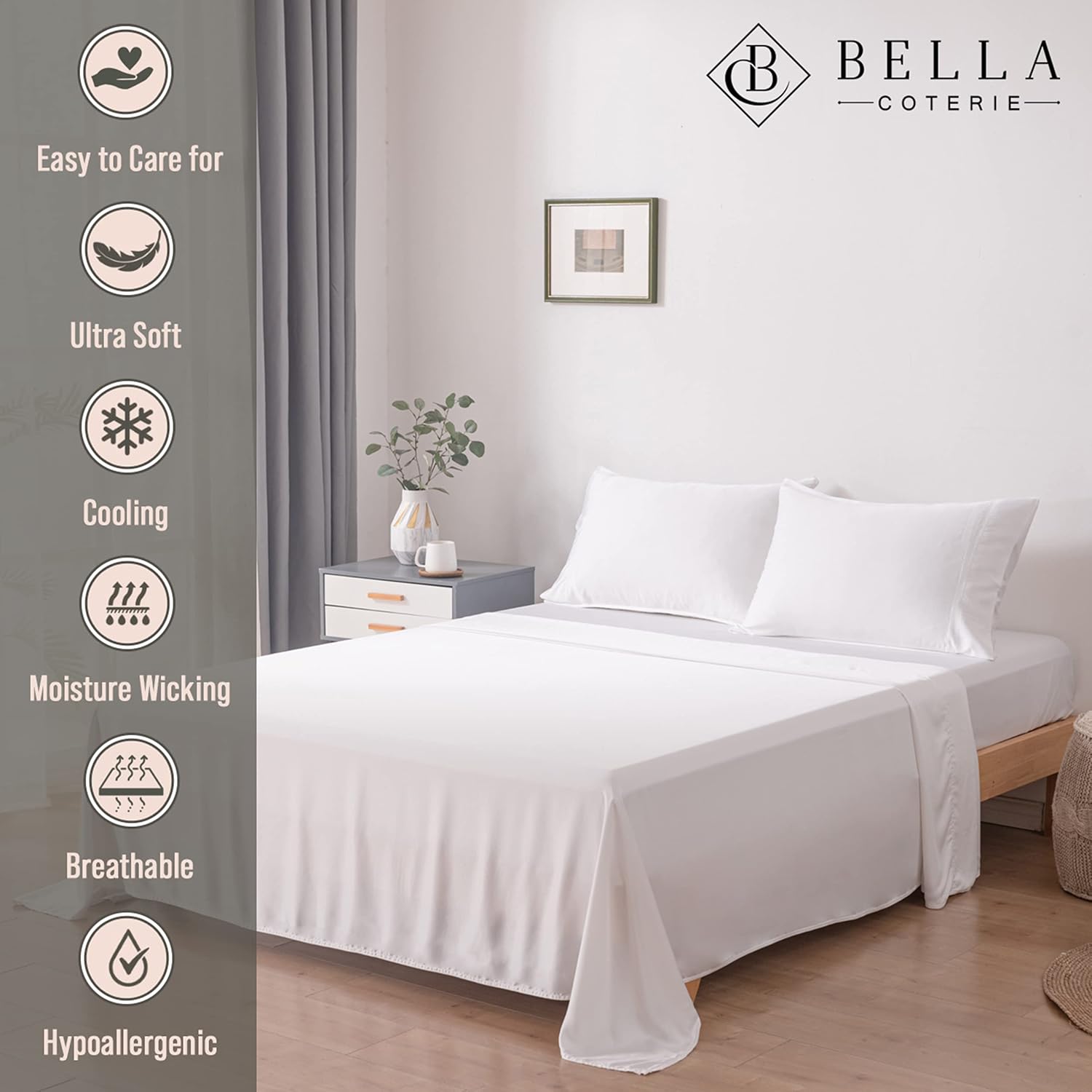 Bella Coterie Luxury Bamboo Viscose King Size Sheet Set | 100% Organically Grown...