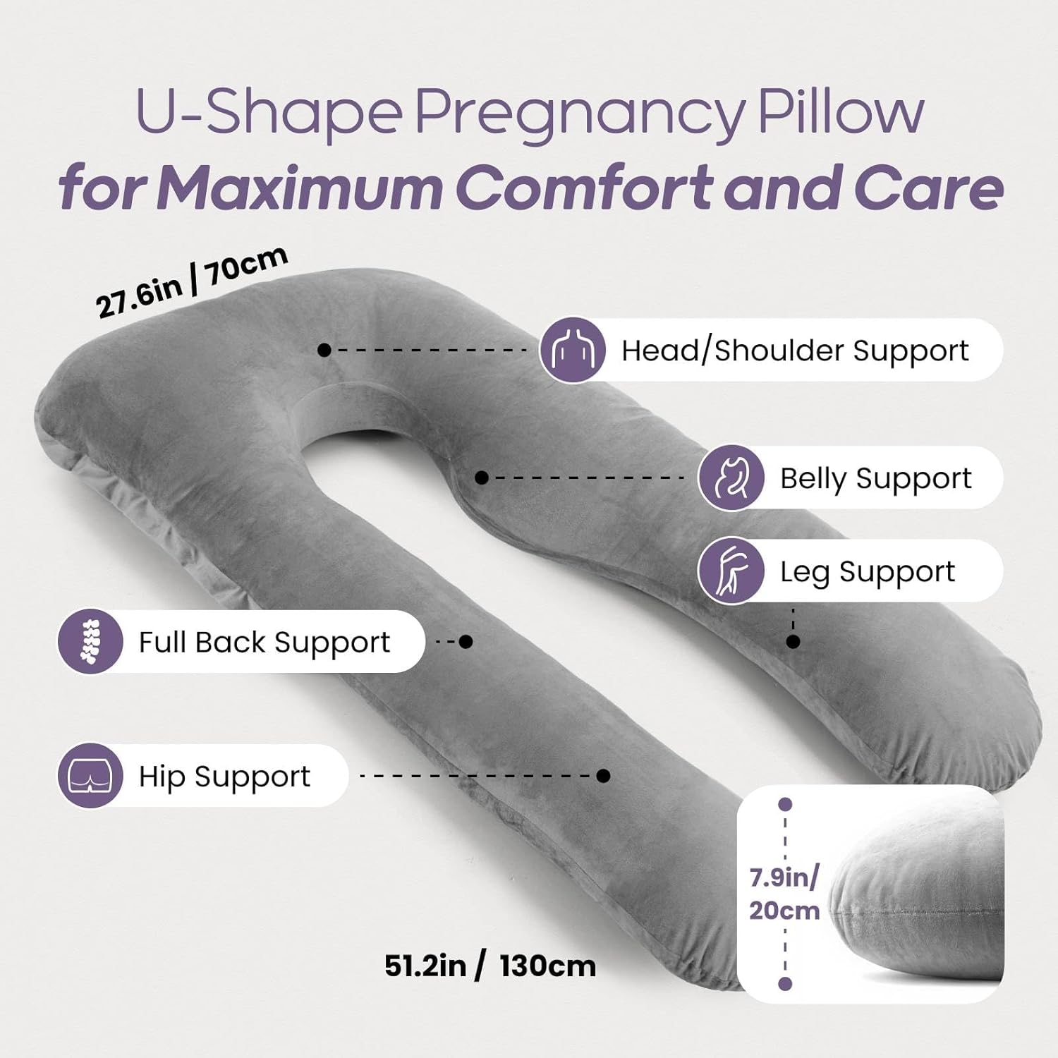 Nuliie Pregnancy Pillow for Sleeping, U Shaped Full Body Pillow Pregnancy Pillow...