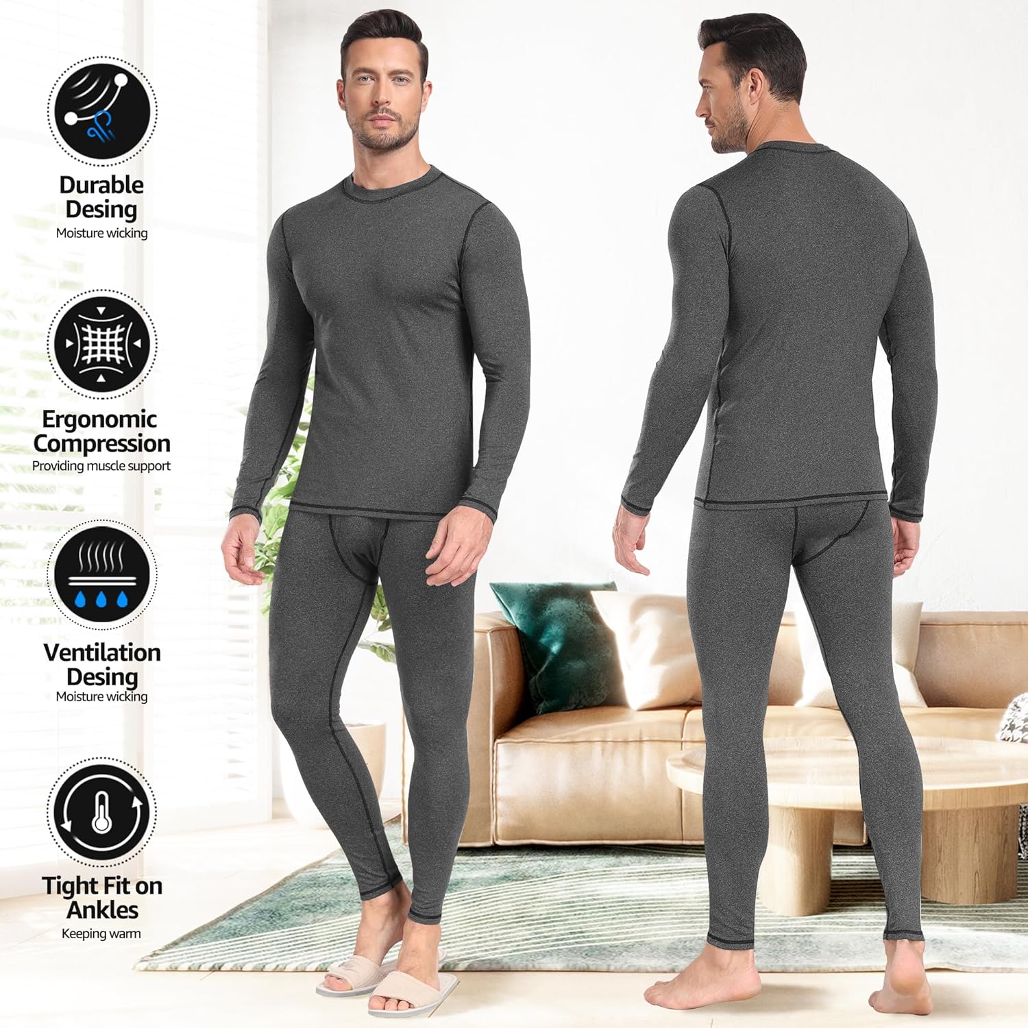 Innovative UNIQUEBELLA Mens Thermal Underwear Set, Special Thermal Base Layer, H...