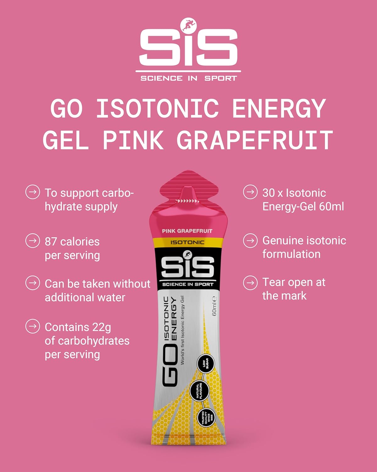 Science In Sport GO Isotonic Energy Gels, Premium Running Gels with 22 g Carbohy...