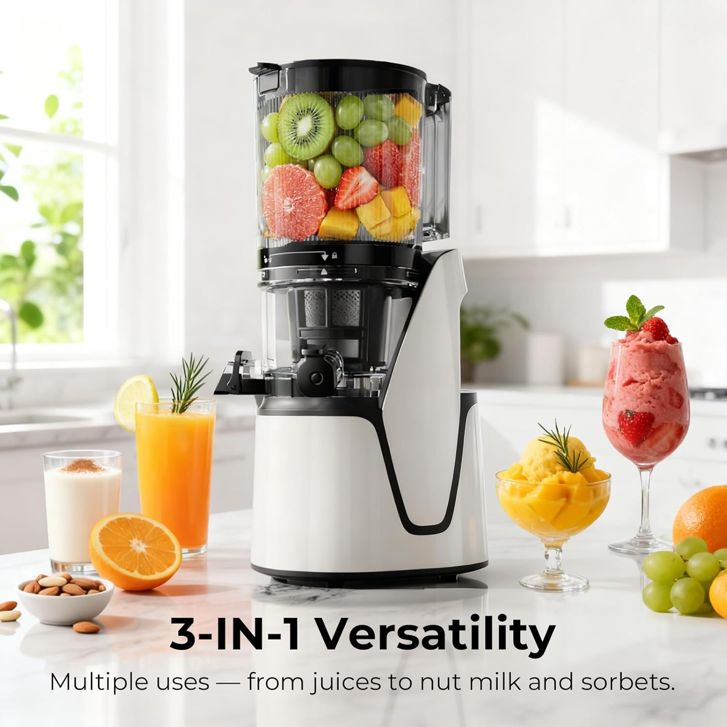 High-Quality EanOruus Juicer Machines, Versatile Juicer with 3-in-1 Cold Press F...
