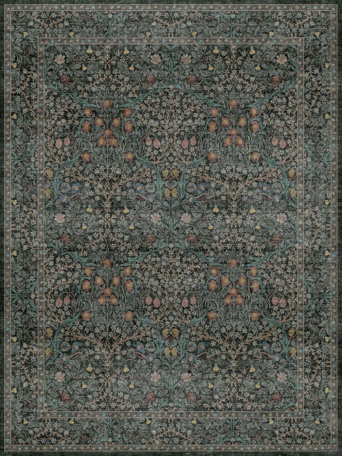 Washable Dark Green Rug for Living Room - 9x12 Large Area Rug for Dining Room Un...