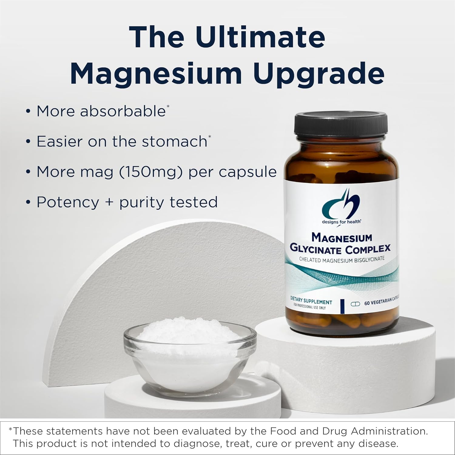 Designs for Health Magnesium Glycinate Complex - Chelated Magnesium Bisglycinate...