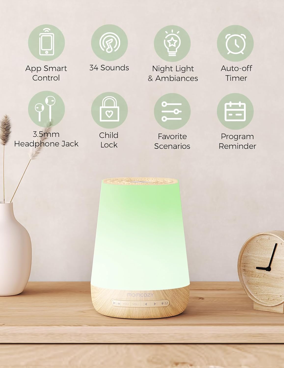 Baby Sound Machine, Momcozy White Noise Machine for Baby Sleeping with Night Lig...