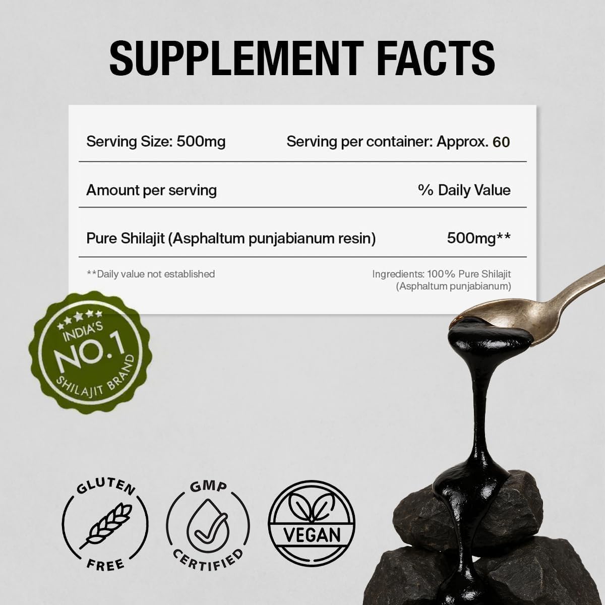 Kapiva Himalayan Shilajit Resin | 100% Pure, Natural & Ayurvedic |250mg Per Serv...