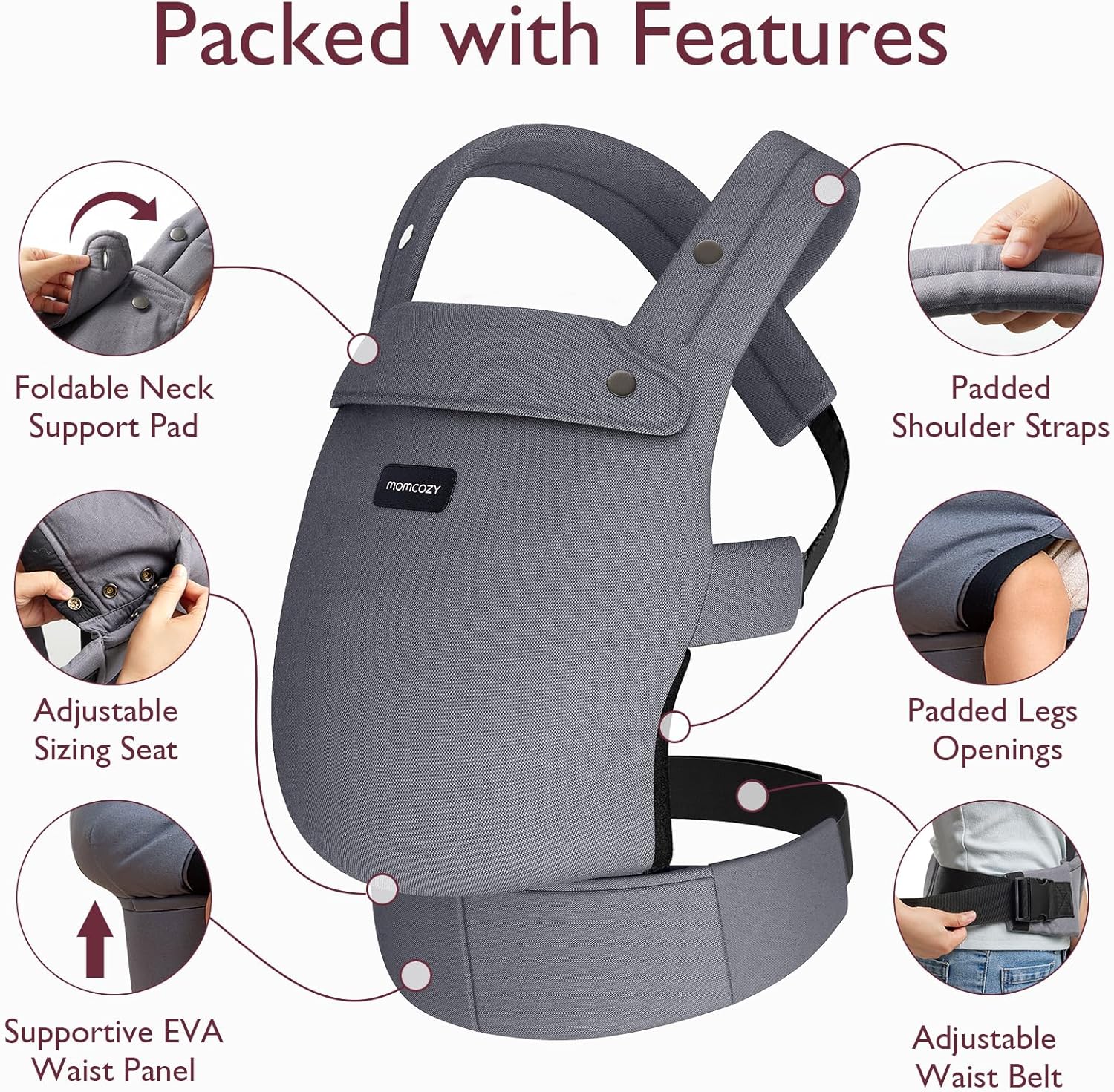 Momcozy Baby Carrier - Ergonomic, Cozy and Lightweight Carrier for 3-24 Months,...