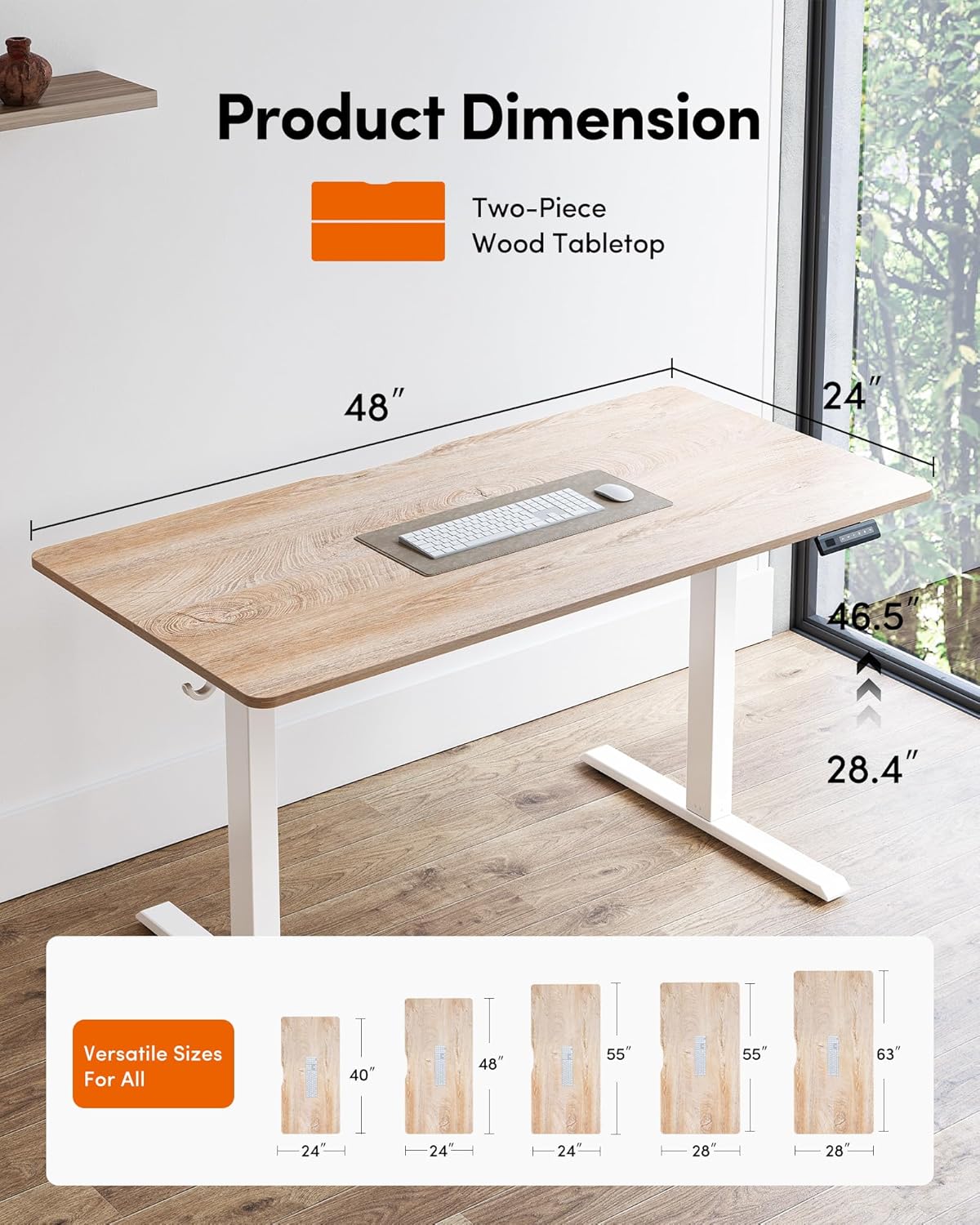 FEZIBO Standing Desk, 48 × 24 Inches Electric Height Adjustable, Sit and Stand U...