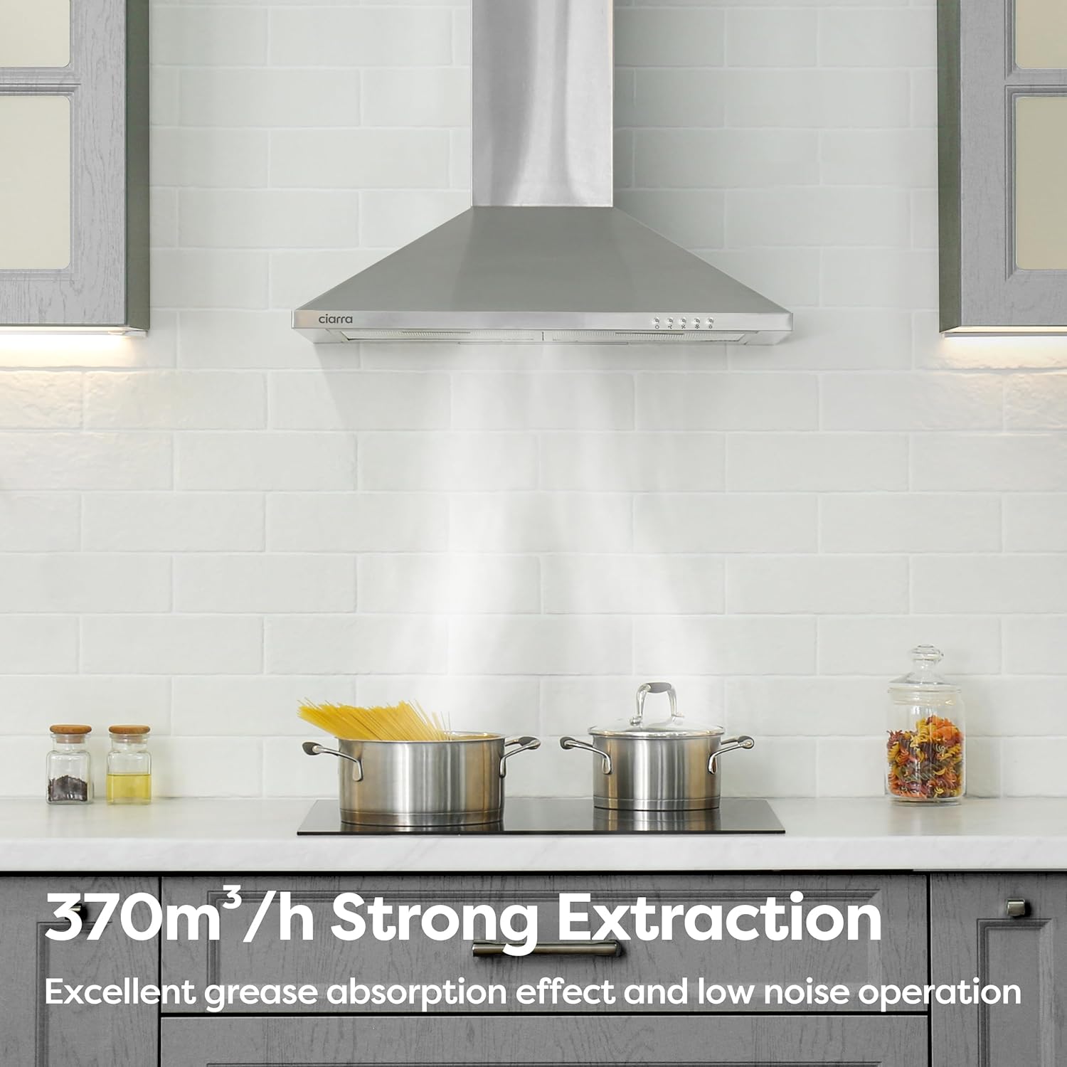CIARRA Cooker Hoods 60cm CBCS6201 Stainless Steel Chimney vent Hood 600mm with C...