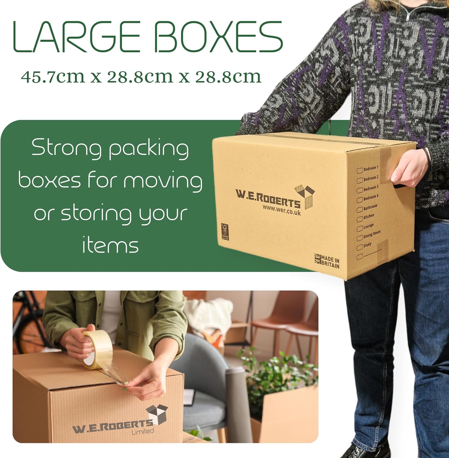 10 Strong Large Cardboard Storage Packing Moving House Boxes with Carry Handles...