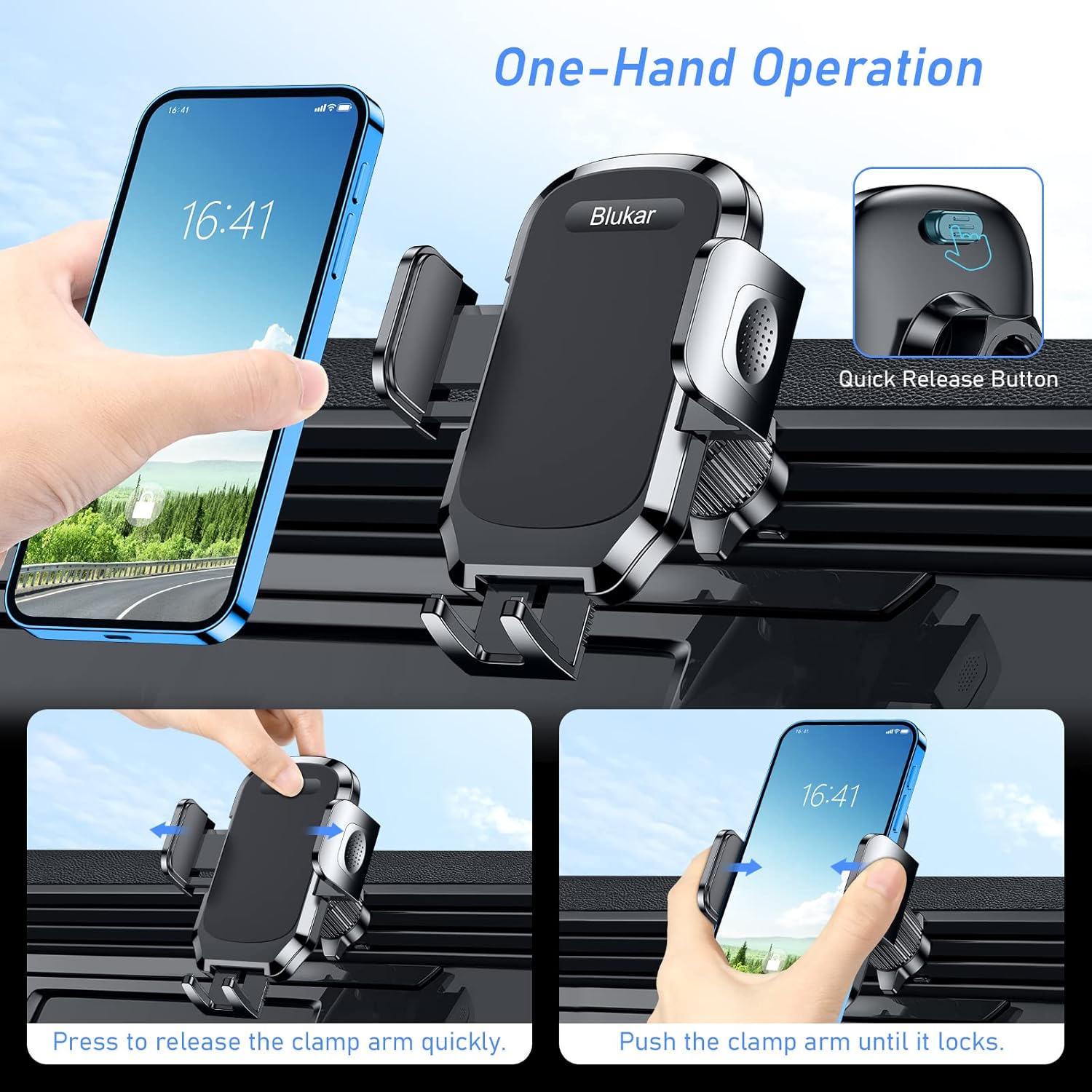 Blukar Car Phone Holder, Air Vent Car Phone Mount Cradle 360° Rotation - Upgrade...