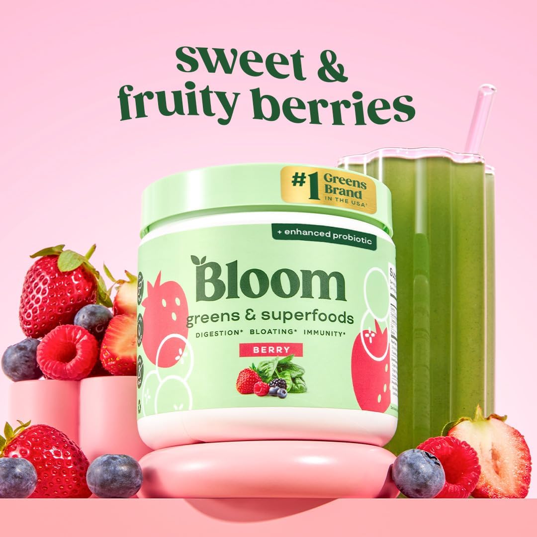 Bloom Nutrition Superfood Greens Powder, Digestive Enzymes with Probiotics and P...