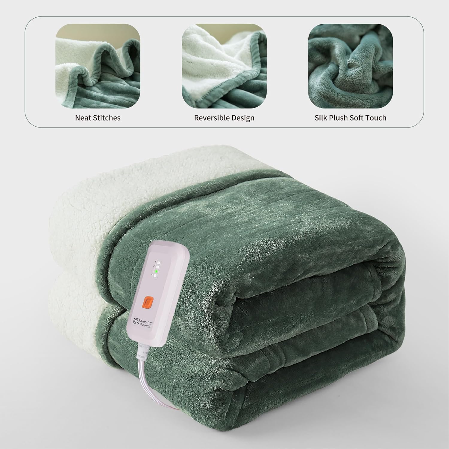 GOTCOZY Heated Blanket Electric Throw 50''X60''- Soft Silky Plush Electric Blank...
