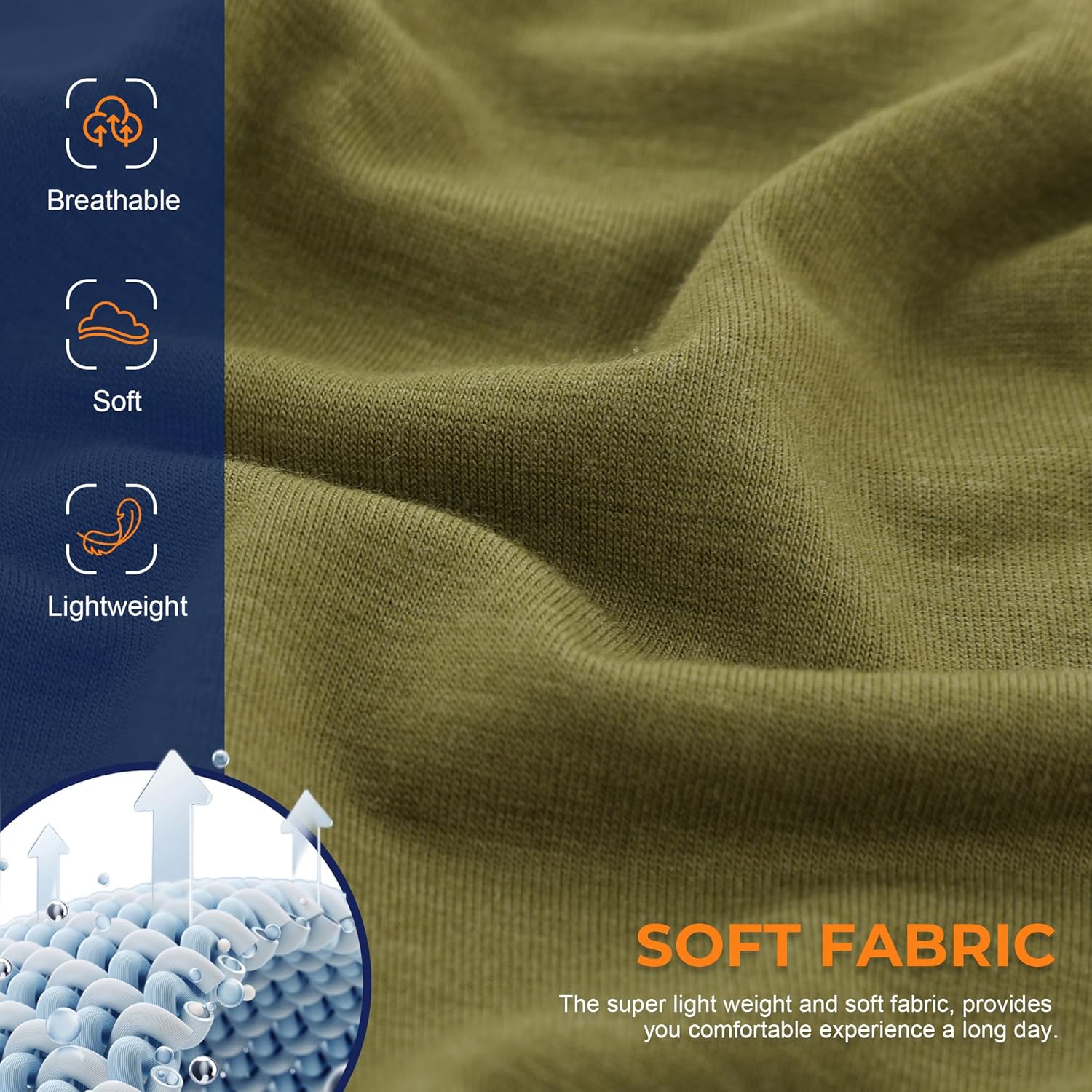 BAMBOO COOL Men's Underwear Breathable Boxer Briefs with Fly Moisture-Wicking Li...