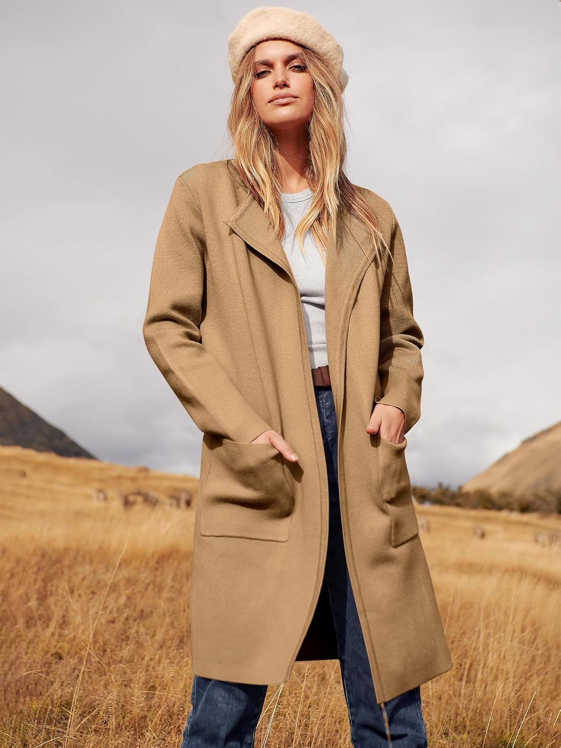 ANRABESS Women's Cardigan, Special Knit Long Coatigan Dressy Casual Jacket, Inno...