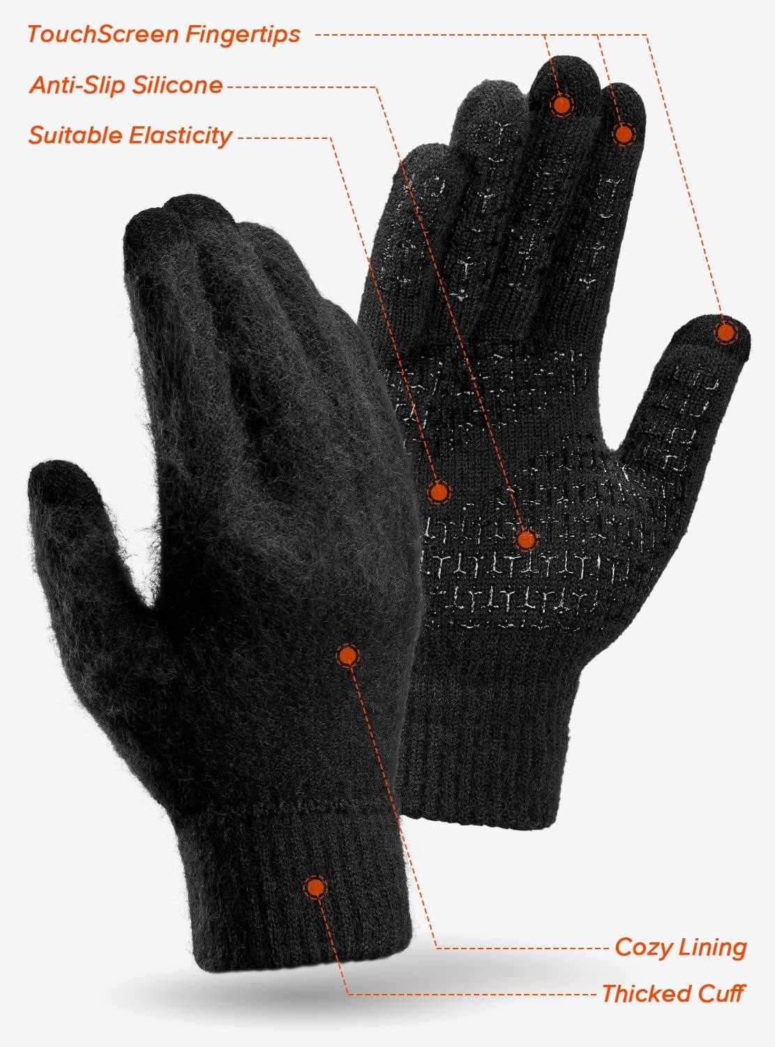 TRENDOUX Soft Warm Touch Screen Winter Thermal Gloves Men Women, Non-slip Grip,...