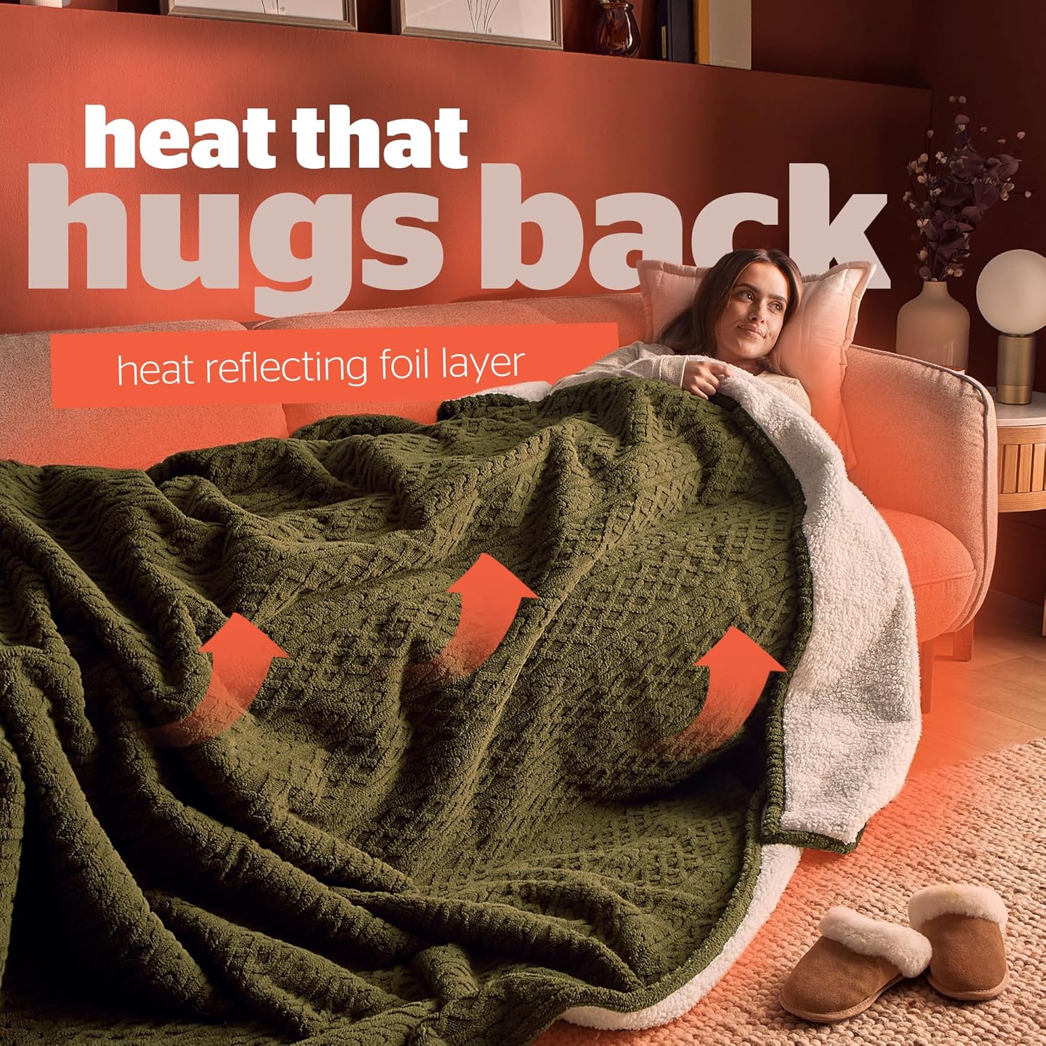 Efficient Silentnight Heat Genie, Premium Self Heating Blanket, Cosy Warm Sherpa...