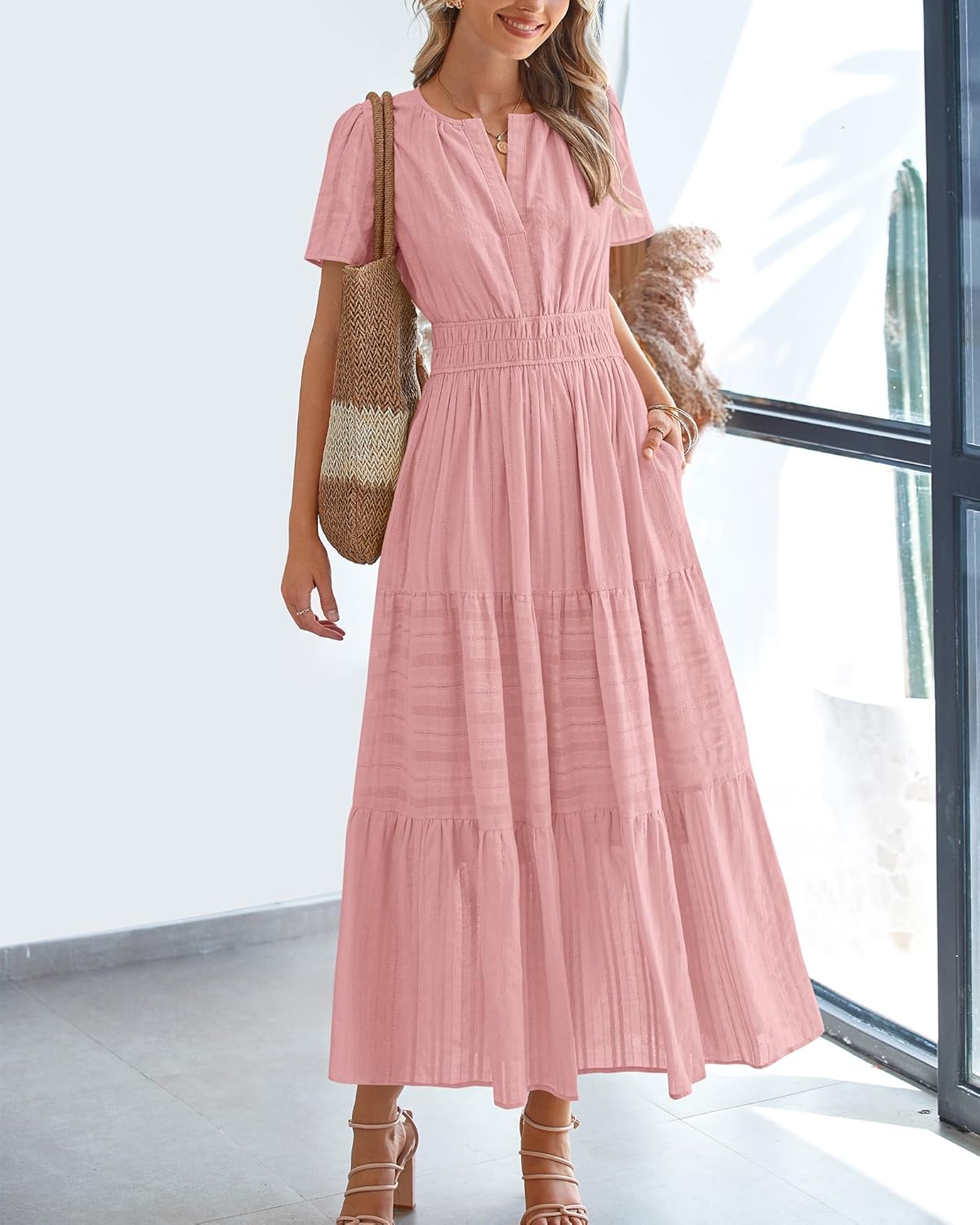 Trendy BTFBM Women's Summer Dress, Stylish Casual Midi Maxi Dress for 2025, Ligh...