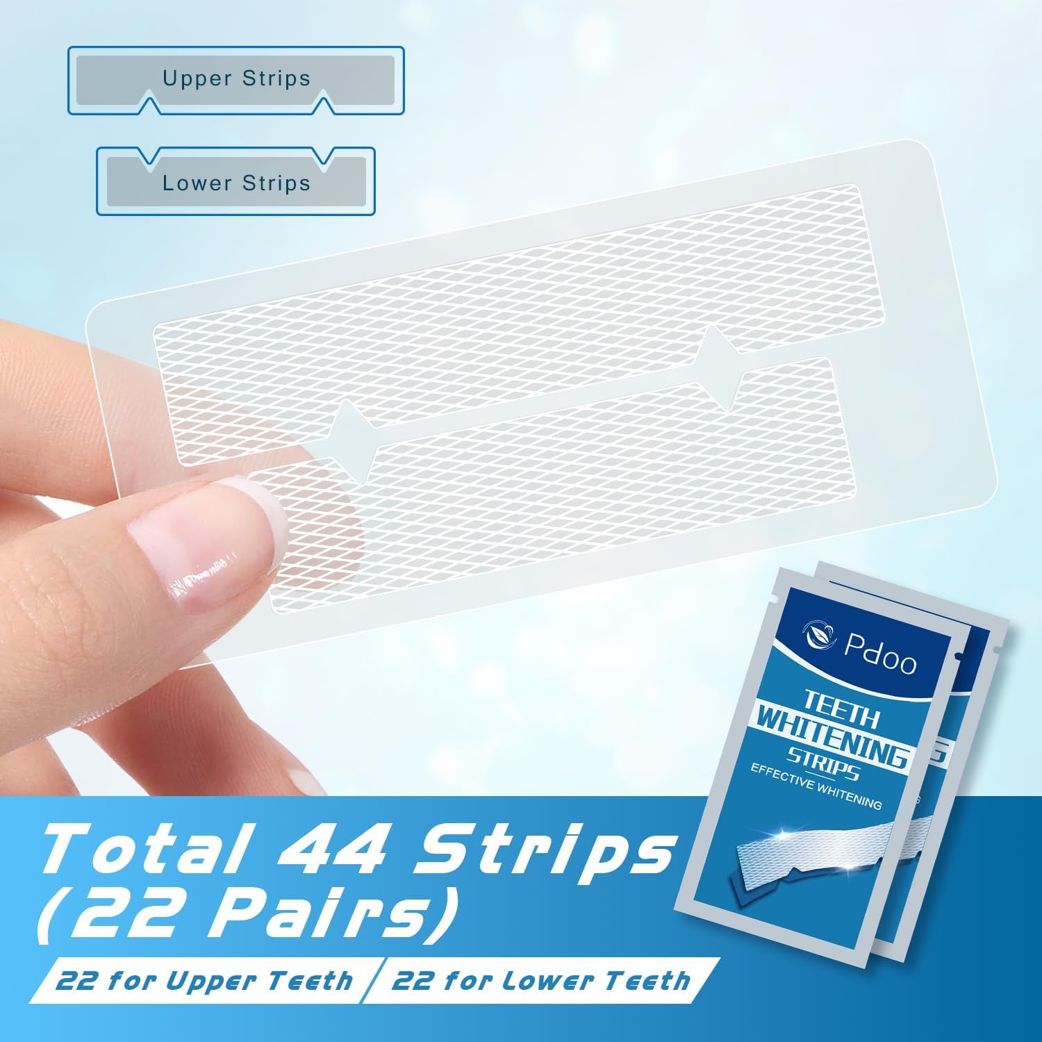 Teeth Whitening Strips 22 Treatments - Enamel-Safe & No-Sensitivity & No-Slip Wh...