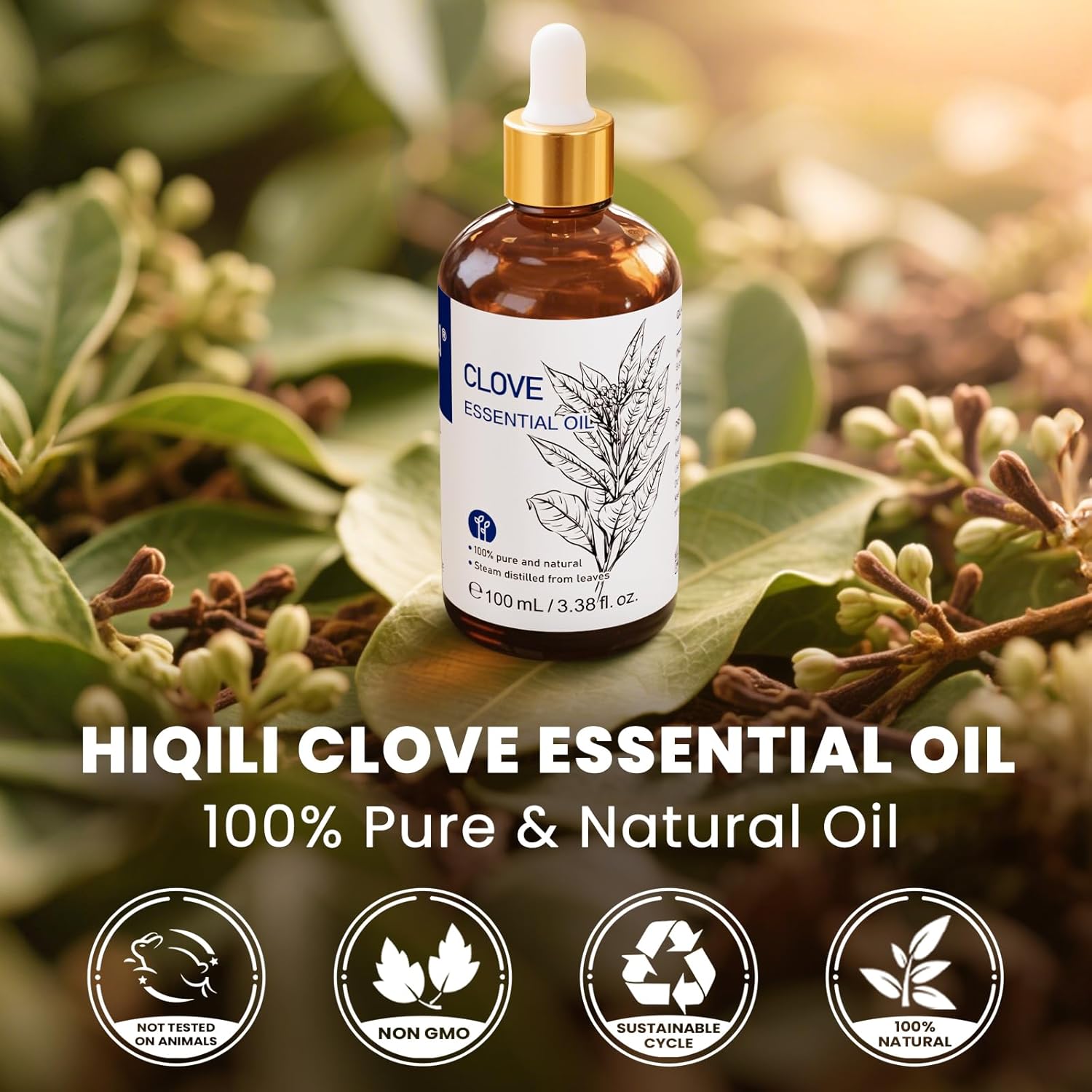 HIQILI Clove Oil for Toothache Pain Relief, Pure & Natural Essential Oils for Te...