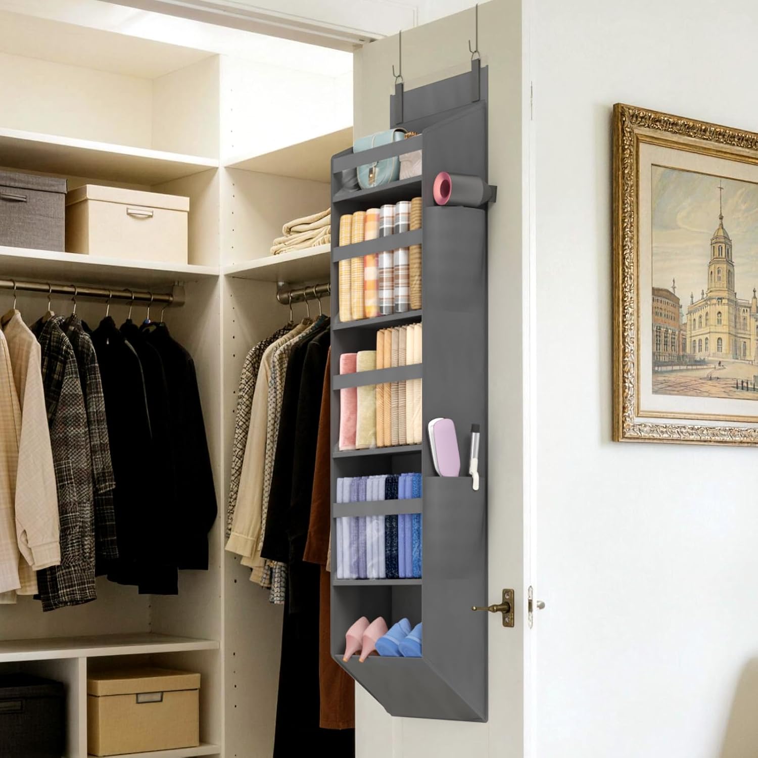 Lifewit Over the Door Storage, Clear Hanging Organiser with 4 Mesh Side Pockets,...