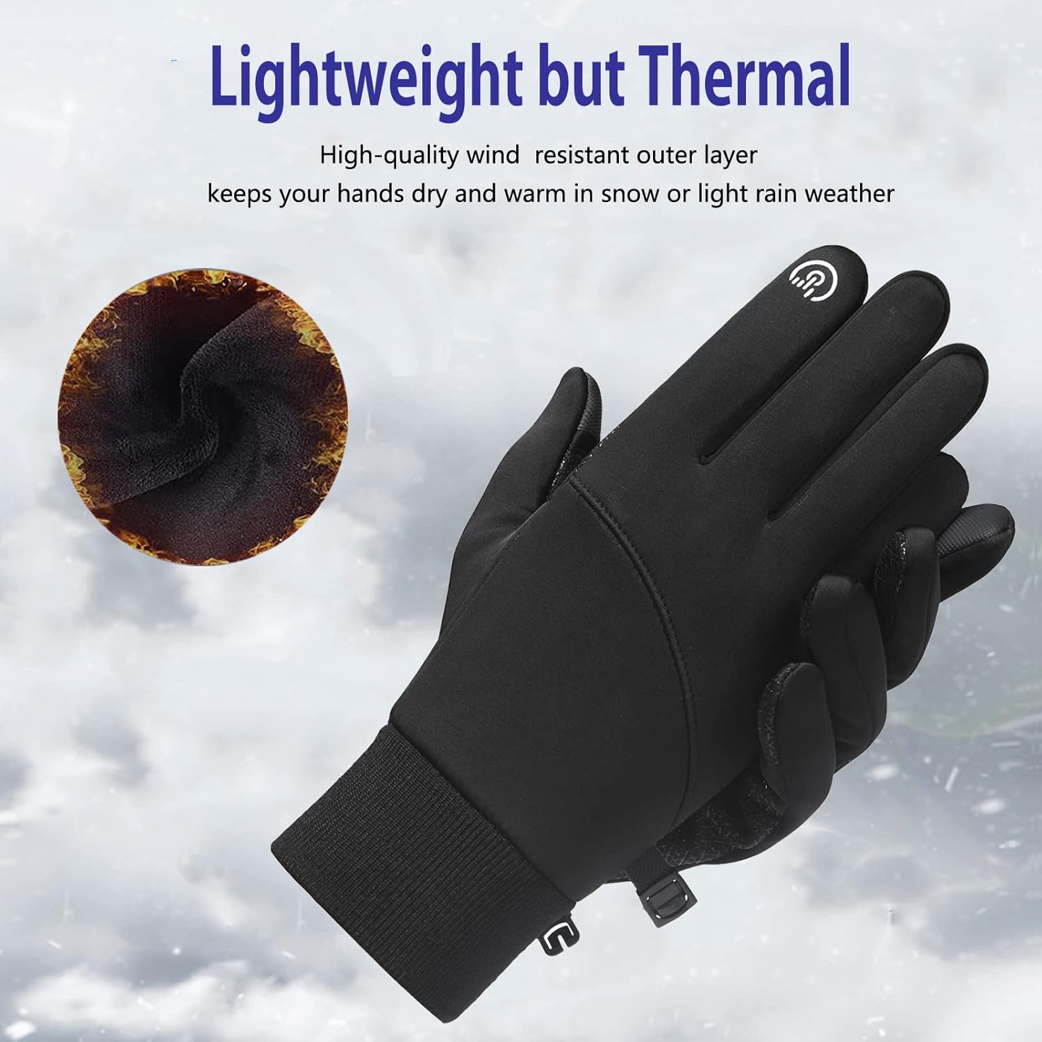 CRAZY SHARK Winter Thermal Gloves - Windproof Water-Resistant Anti-Slip Touch Sc...