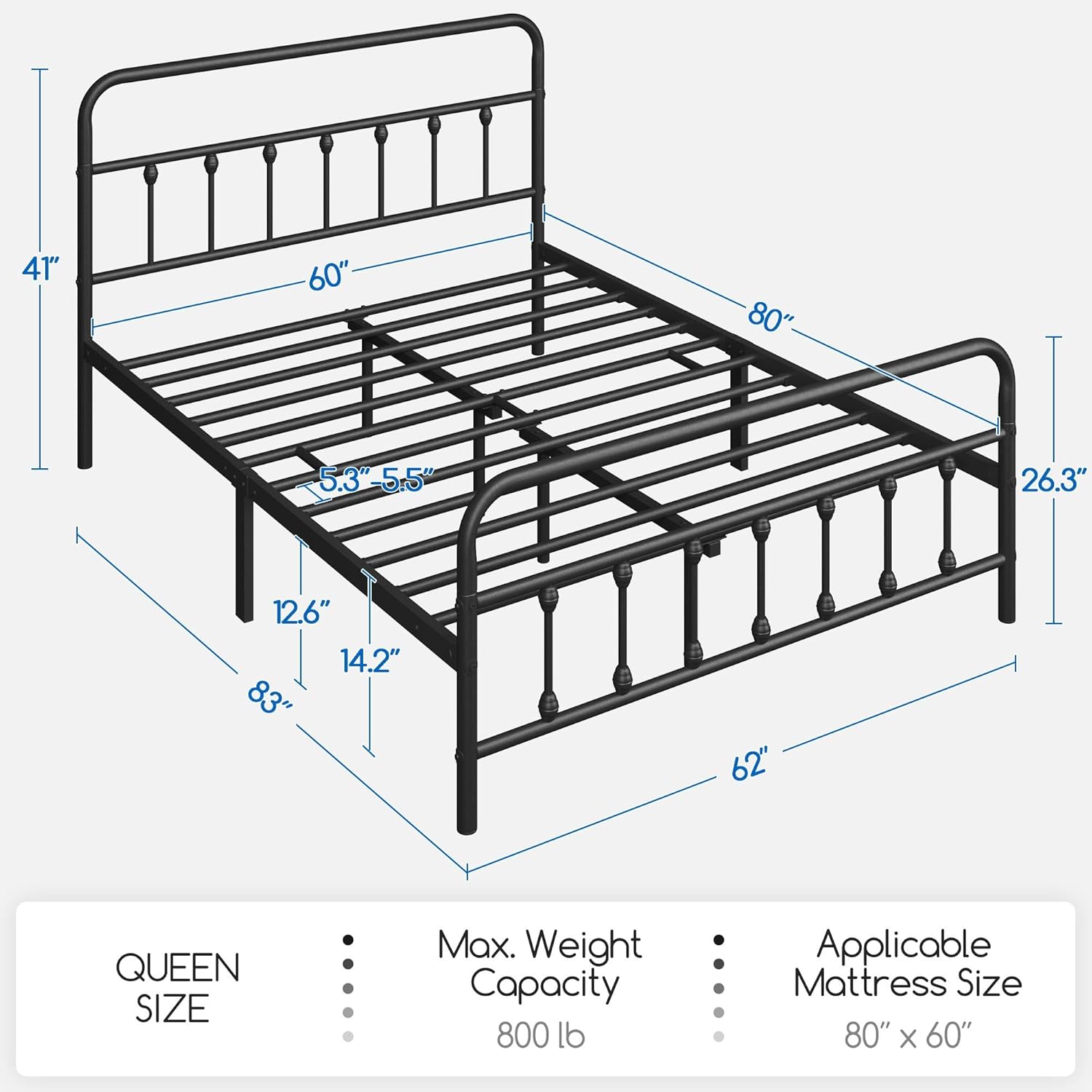 Yaheetech Classic Metal Platform Bed Frame Mattress Foundation with Victorian St...