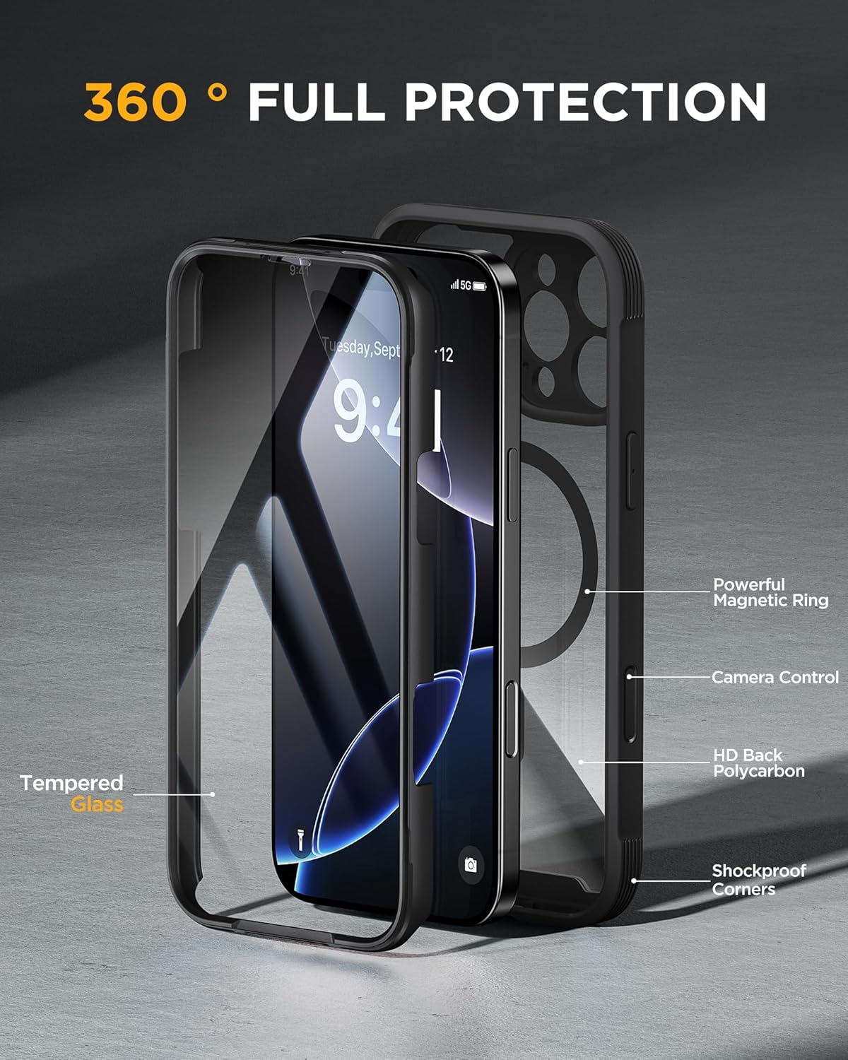 Miracase Magnetic Case for iPhone 16 Pro Max Case 6.9", [Built-in 9H Tempered Gl...