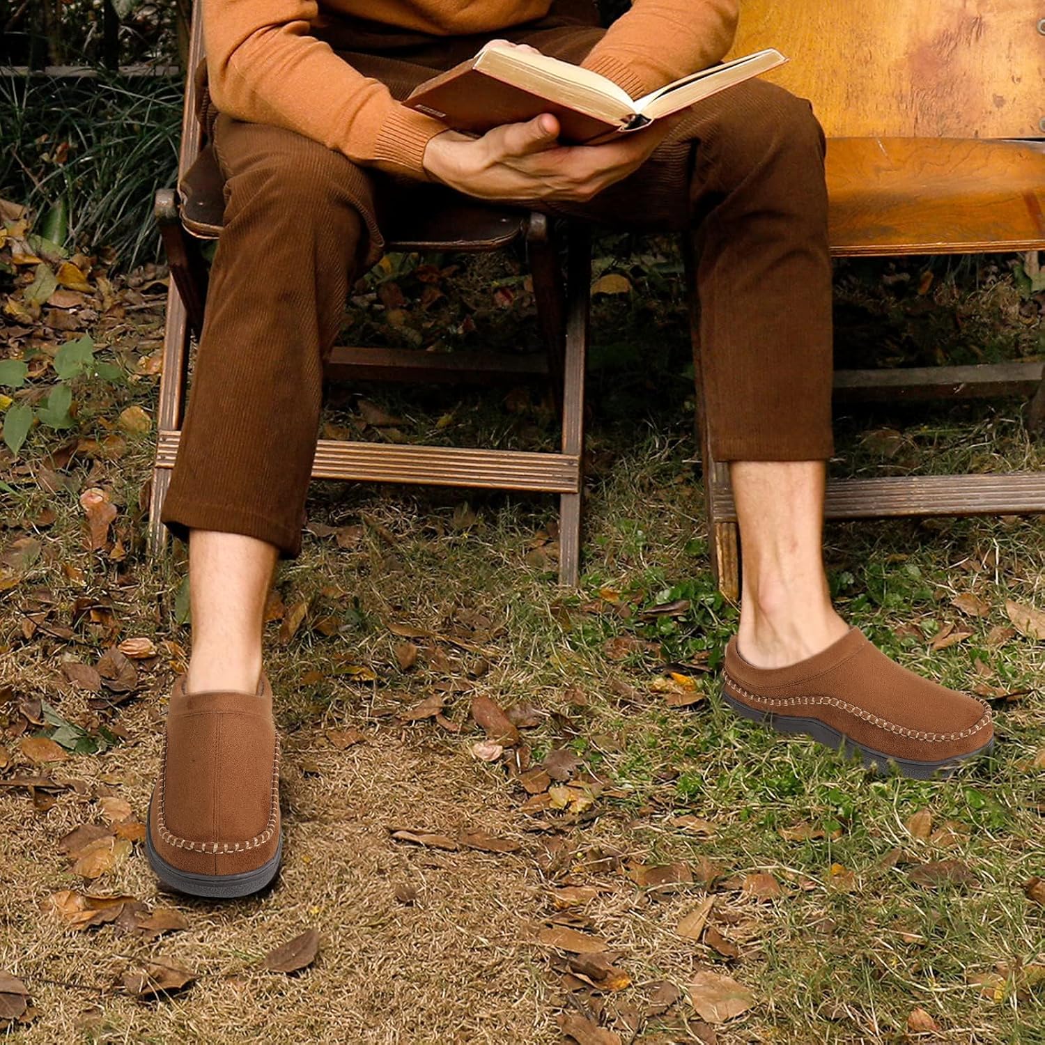 Zigzagger Men's Slip On Moccasin Slippers, Affordable Indoor/Outdoor Warm Fuzzy...