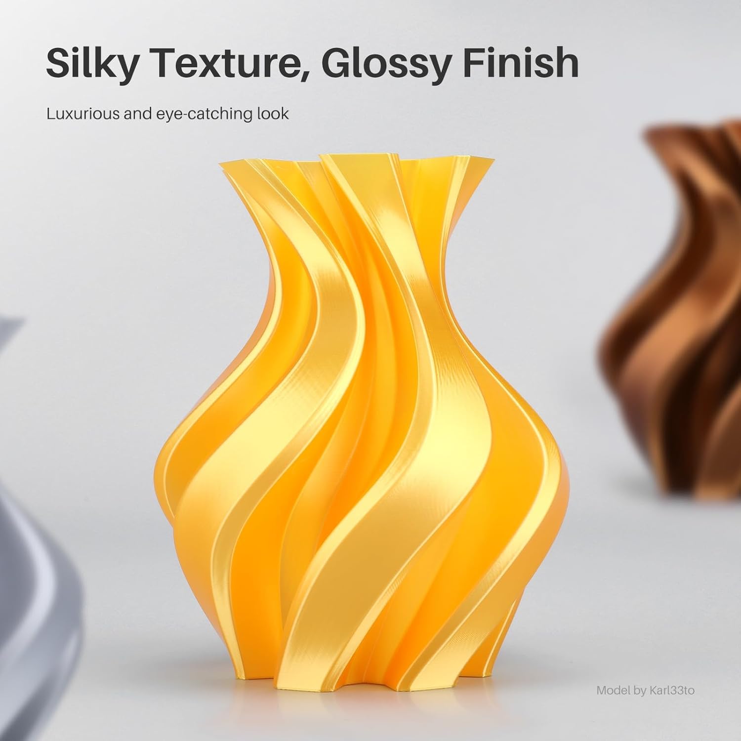 ELEGOO Silk PLA Filament 1.75mm Silver 1KG, Shiny 3D Filament Dimensional Accura...