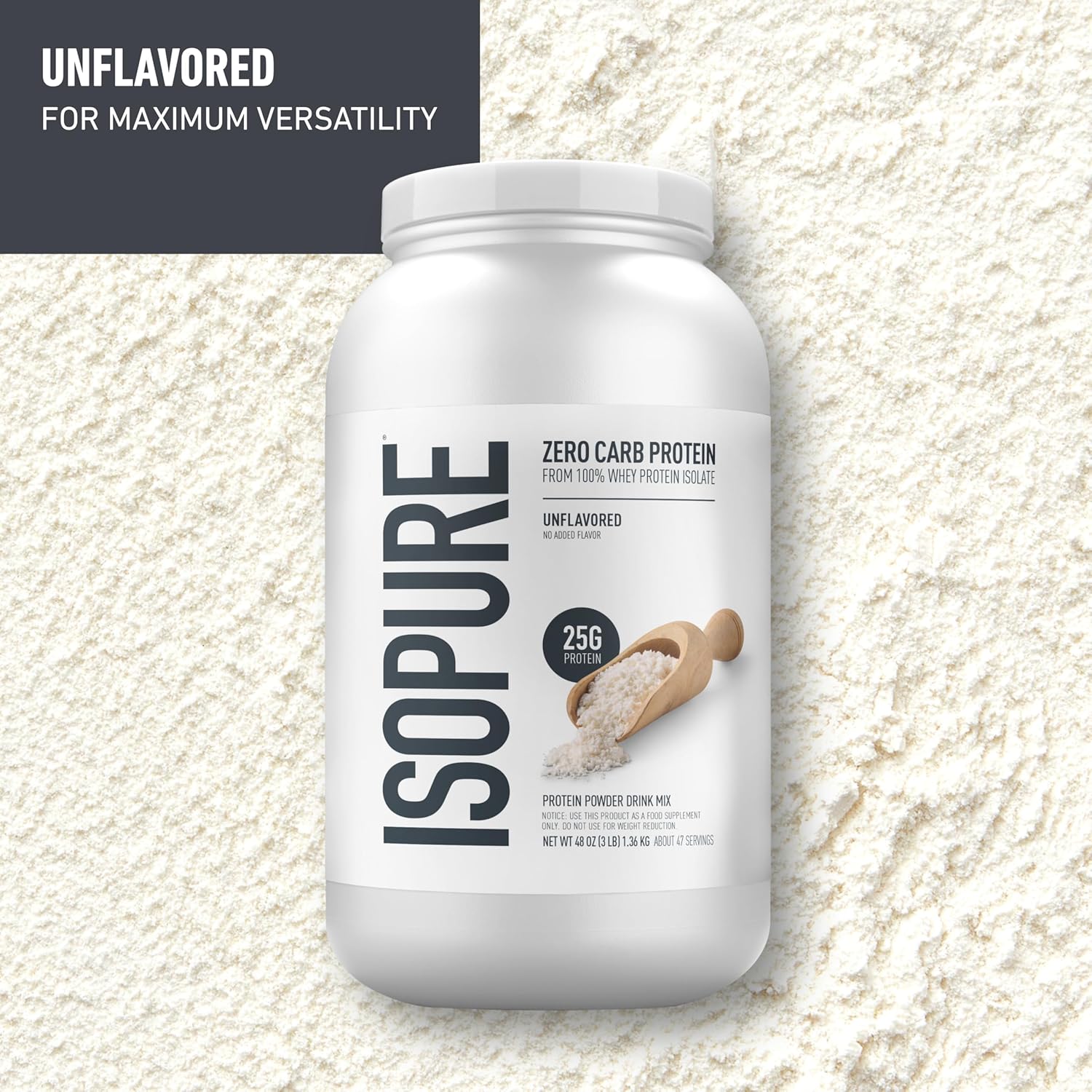Isopure Zero Carb 100% Pure Whey Isolate Protein Powder, Lactose Free, Gluten Fr...