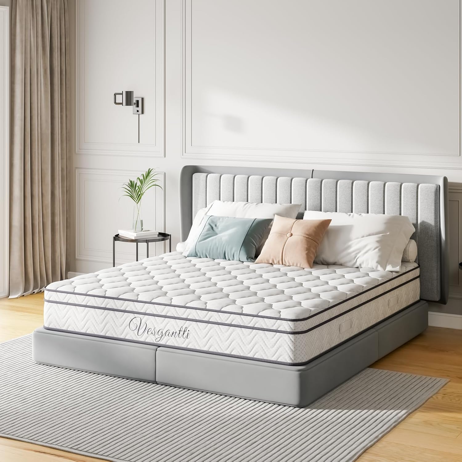 Vesgantti Small Double Mattress, 10.3 Inch Hybrid Mattress 4FT with Breathable F...