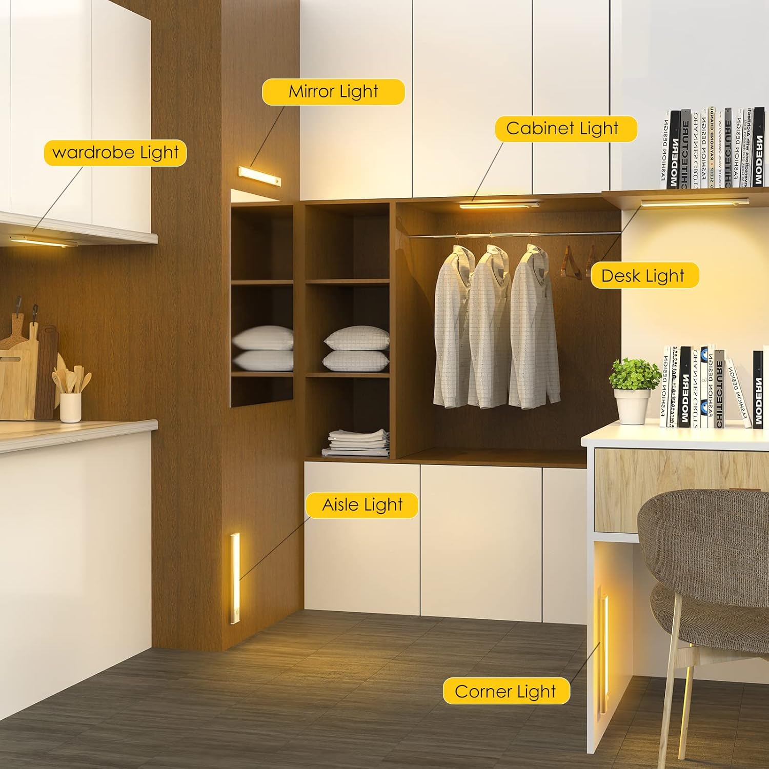 OUILA Under Cabinet Kitchen Lights, 3000K Cold White 32 LED Motion Sensor Lights...