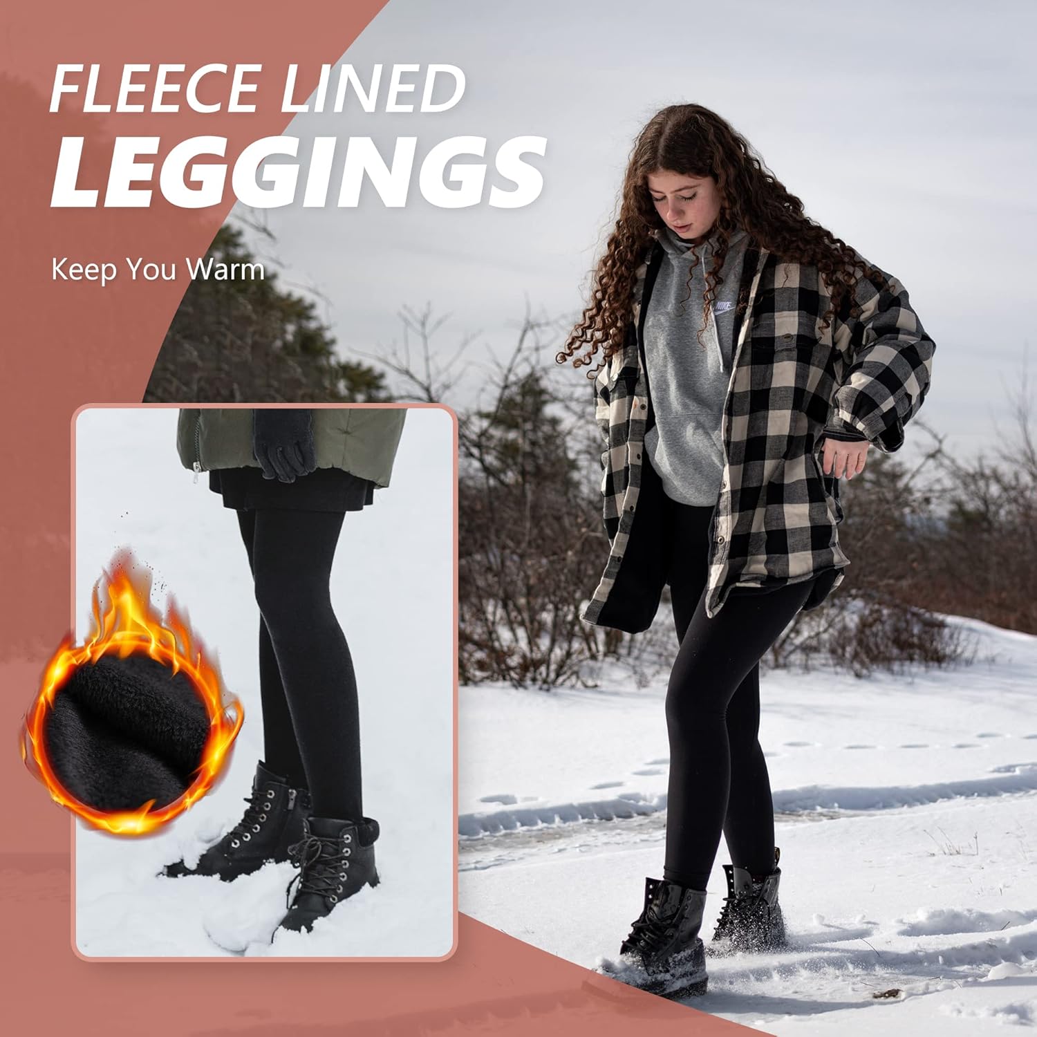 SINOPHANT Fleece Lined Leggings, Special Soft Elastic High Waisted Leggings, Inn...