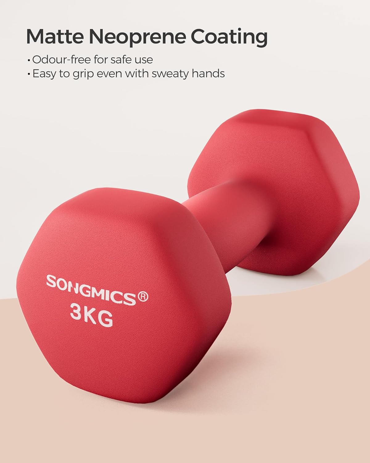SONGMICS Dumbbells Set of 2 Dumbbells Hexagon Neoprene Coating Strength Training...