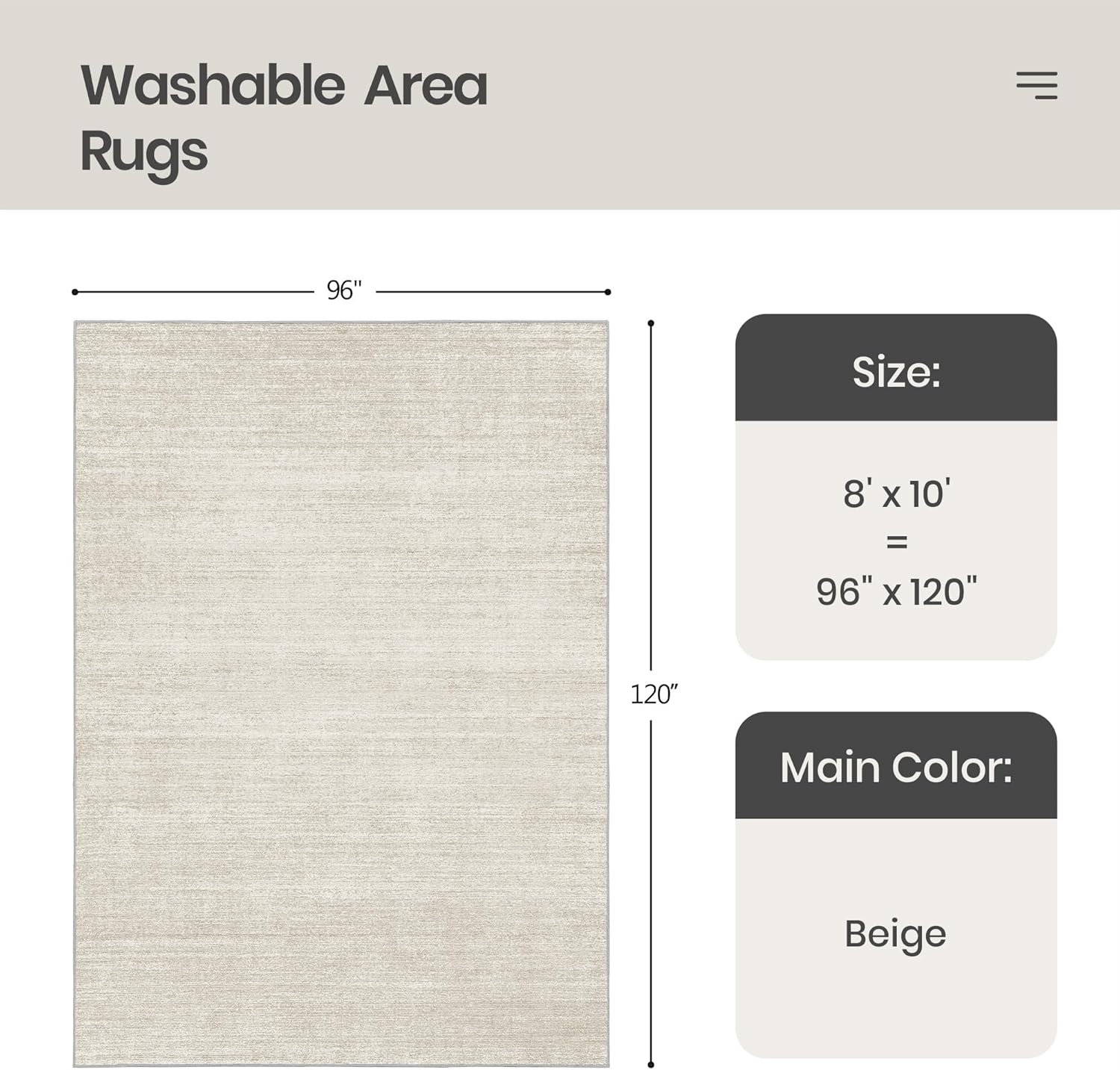 Valenrug Washable Rugs 8x10 - Stain Resistant 8x10 Area Rugs for Living Room, No...