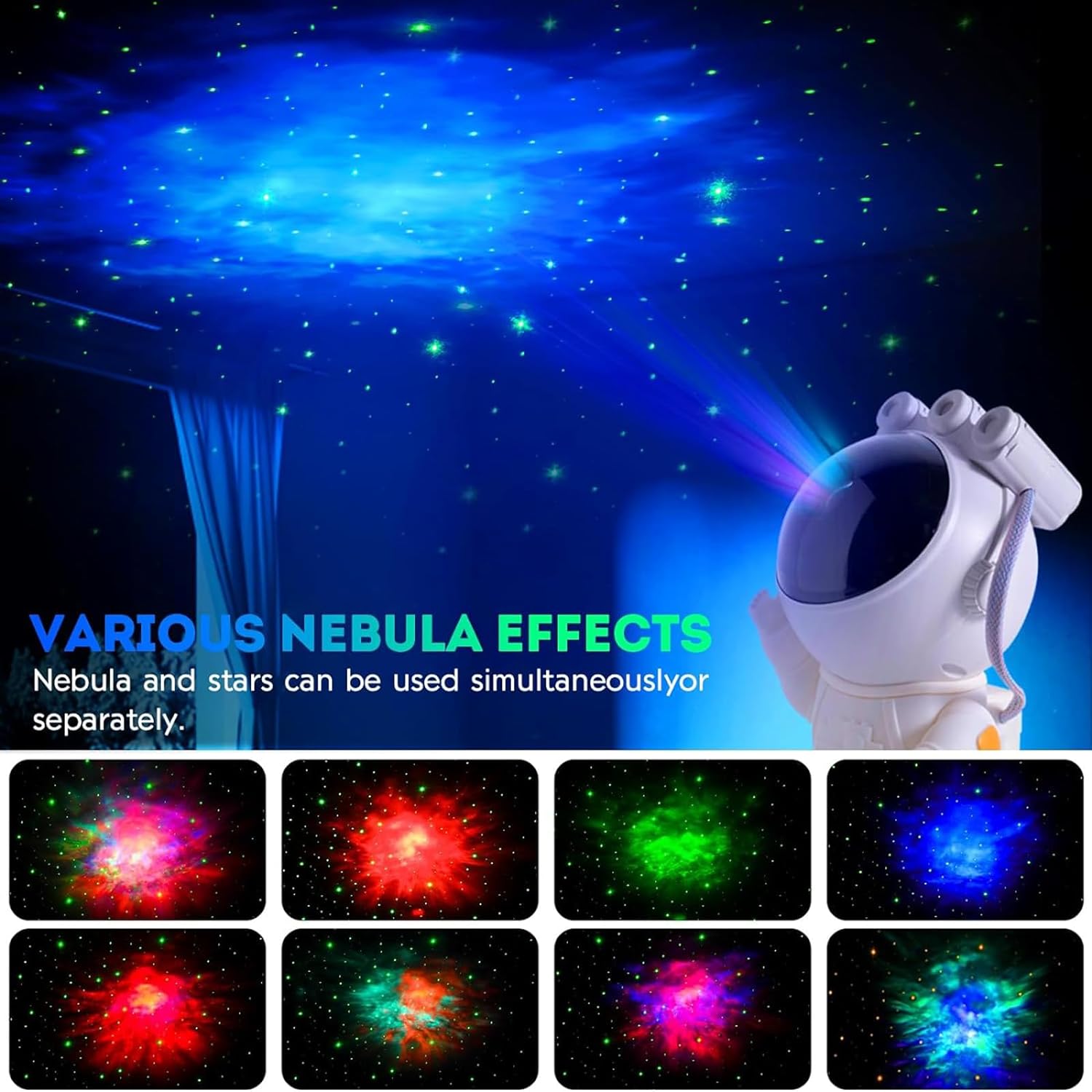 Astronaut Galaxy Star Projector Starry Night Light, Astronaut Light Projector wi...