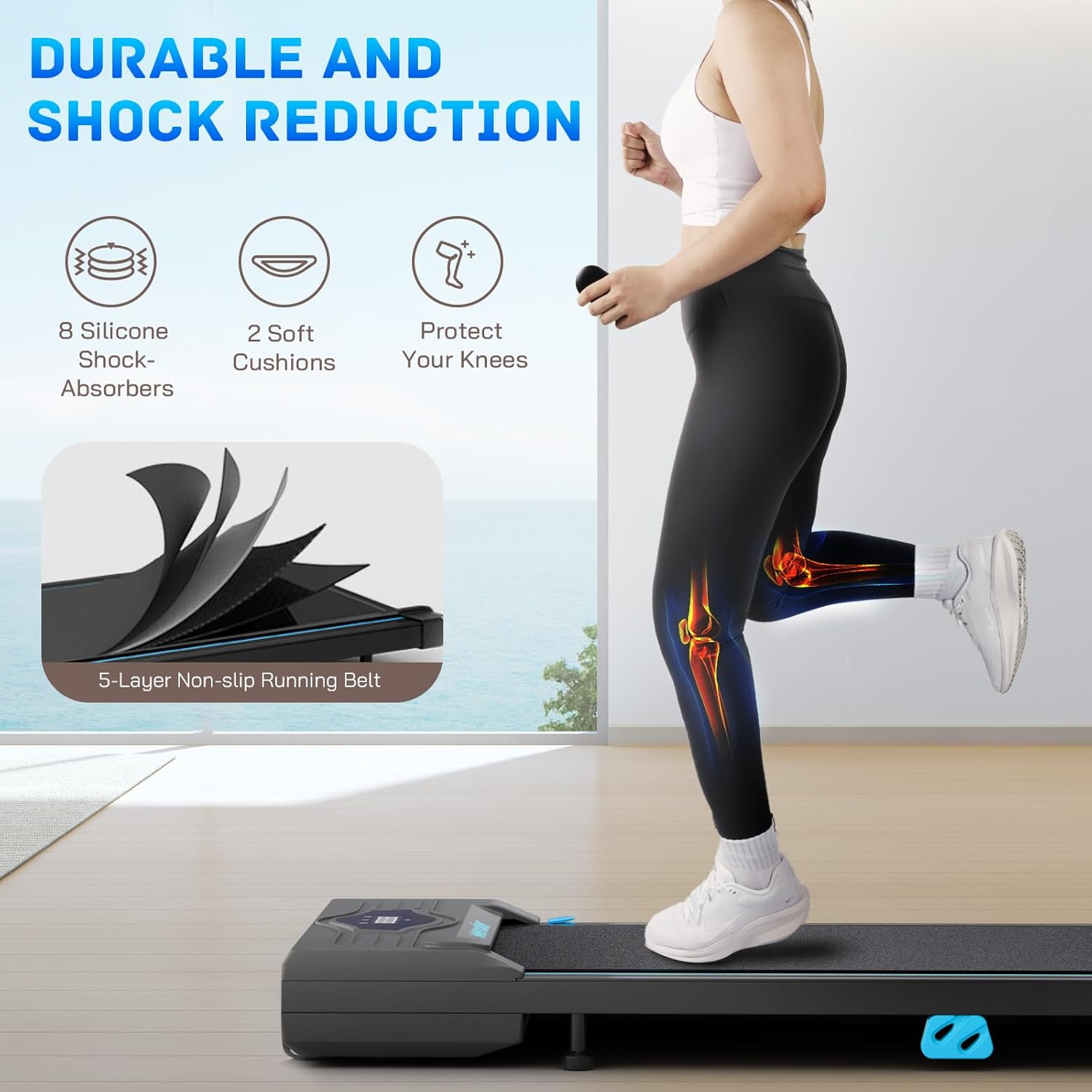 Treadmill Under Desk Walking Pad with Remote Control and LED Display Compact Exe...