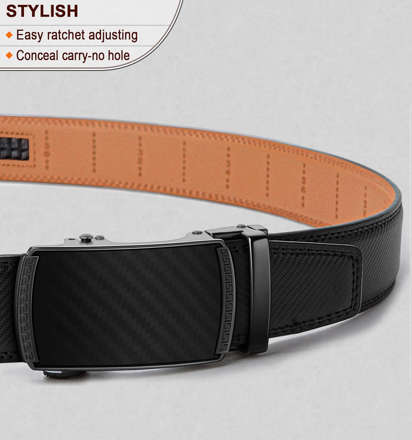 BULLIANT Men's Belt, Leather Ratchet Belt for Men Dress 1 3/8,Trim to Fit 44"-52...