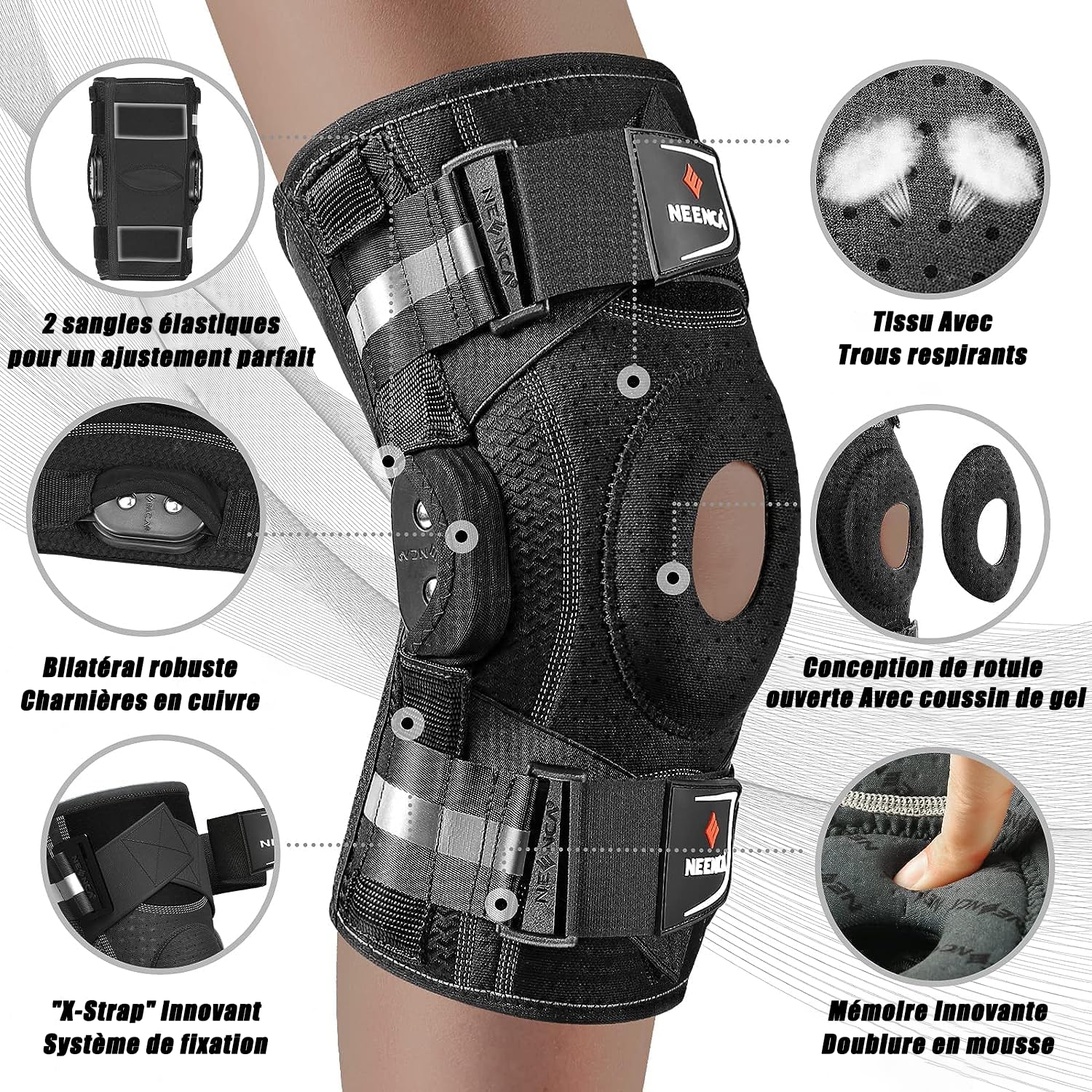 NEENCA Professional Knee Brace for Knee Pain, Adjustable Hinged Knee Support wit...