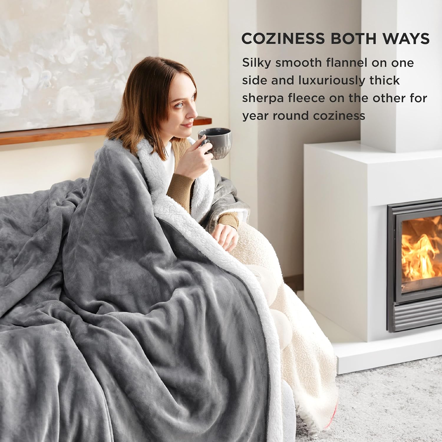 Bedsure GentleSoft Sherpa Fleece Throw Blanket for Couch – Thick & Cozy Christma...