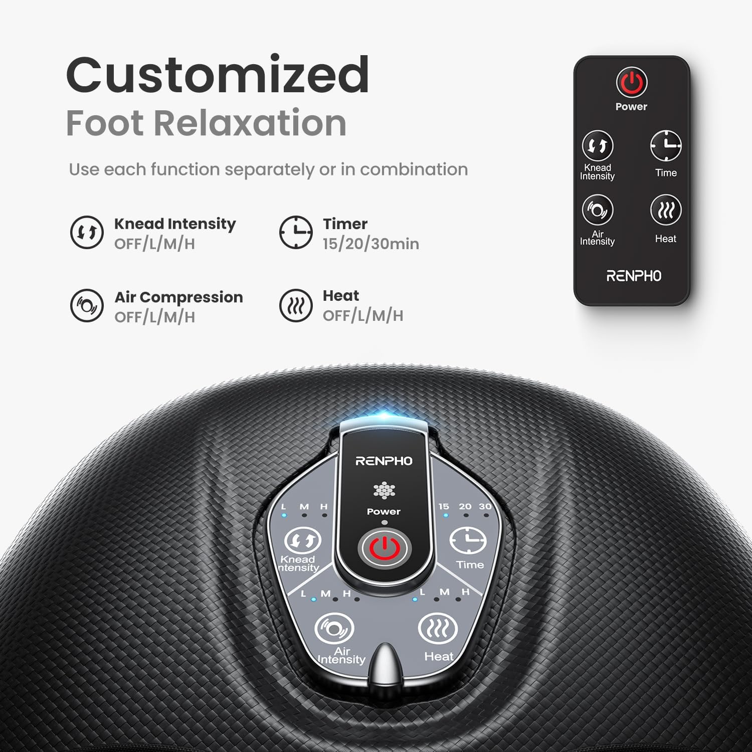 RENPHO Foot Massager Machine with Heat [2026 Upgraded], Shiatsu Foot Massager fo...